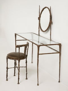 Giacometti Inspired Solid Bronze Dressing Table Made in America Chair Optional