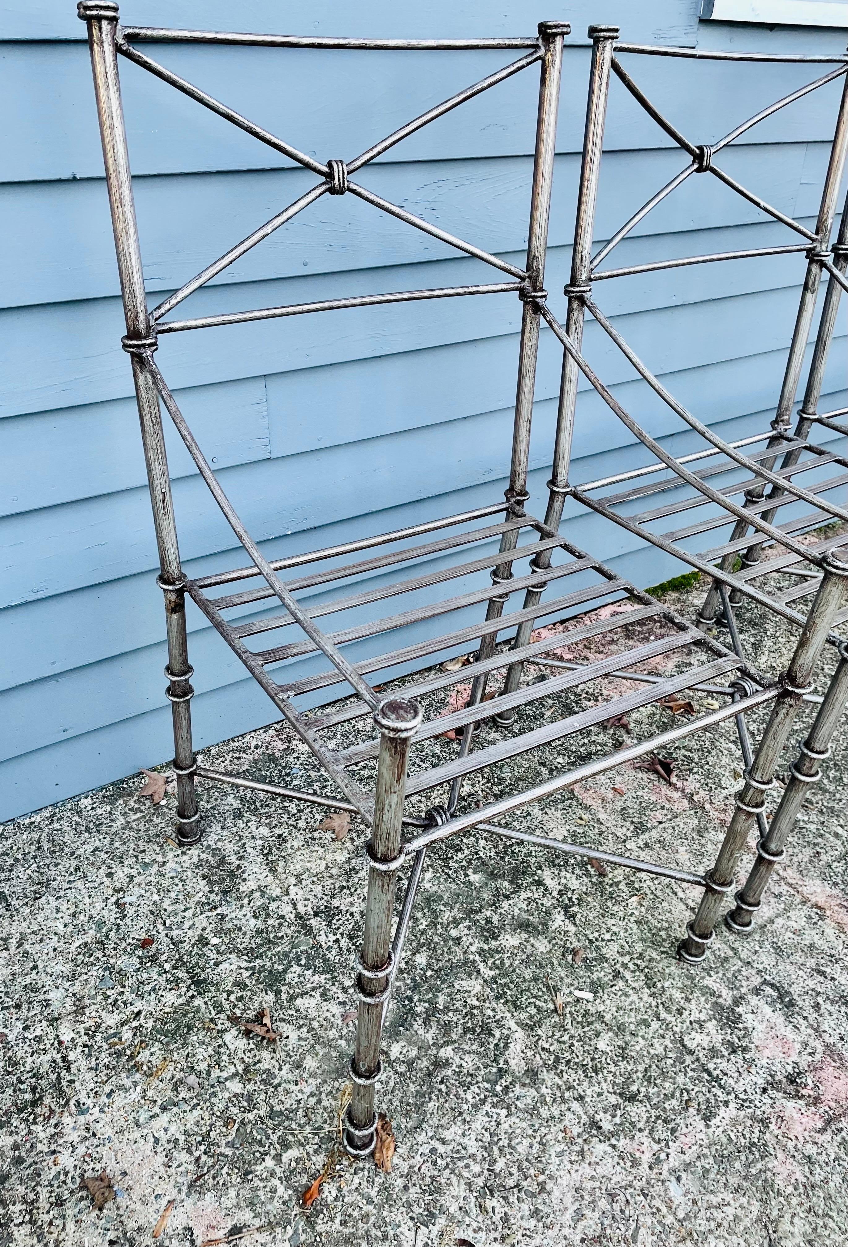 Giacometti inspired Wrought Iron Chairs A Set of 4 Dining Chairs 3