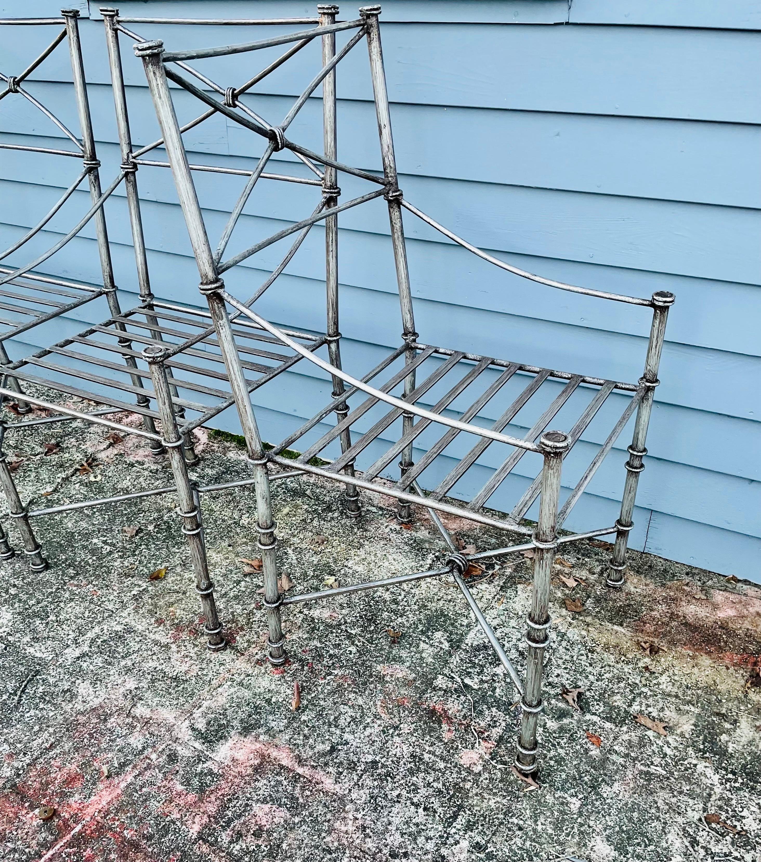 Giacometti inspired Wrought Iron Chairs A Set of 4 Dining Chairs 5