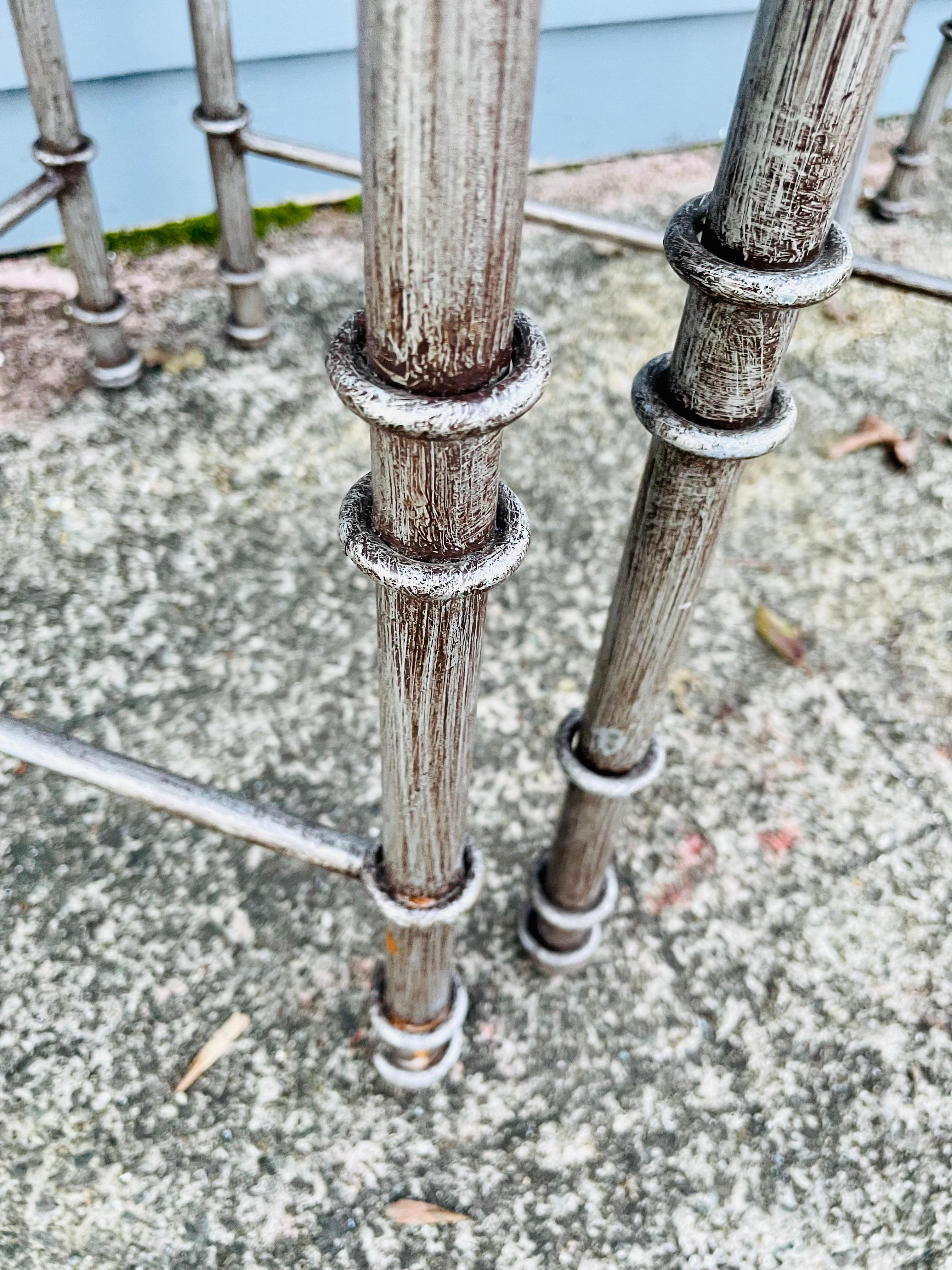 Giacometti inspired Wrought Iron Chairs A Set of 4 Dining Chairs In Excellent Condition In Cumberland, RI
