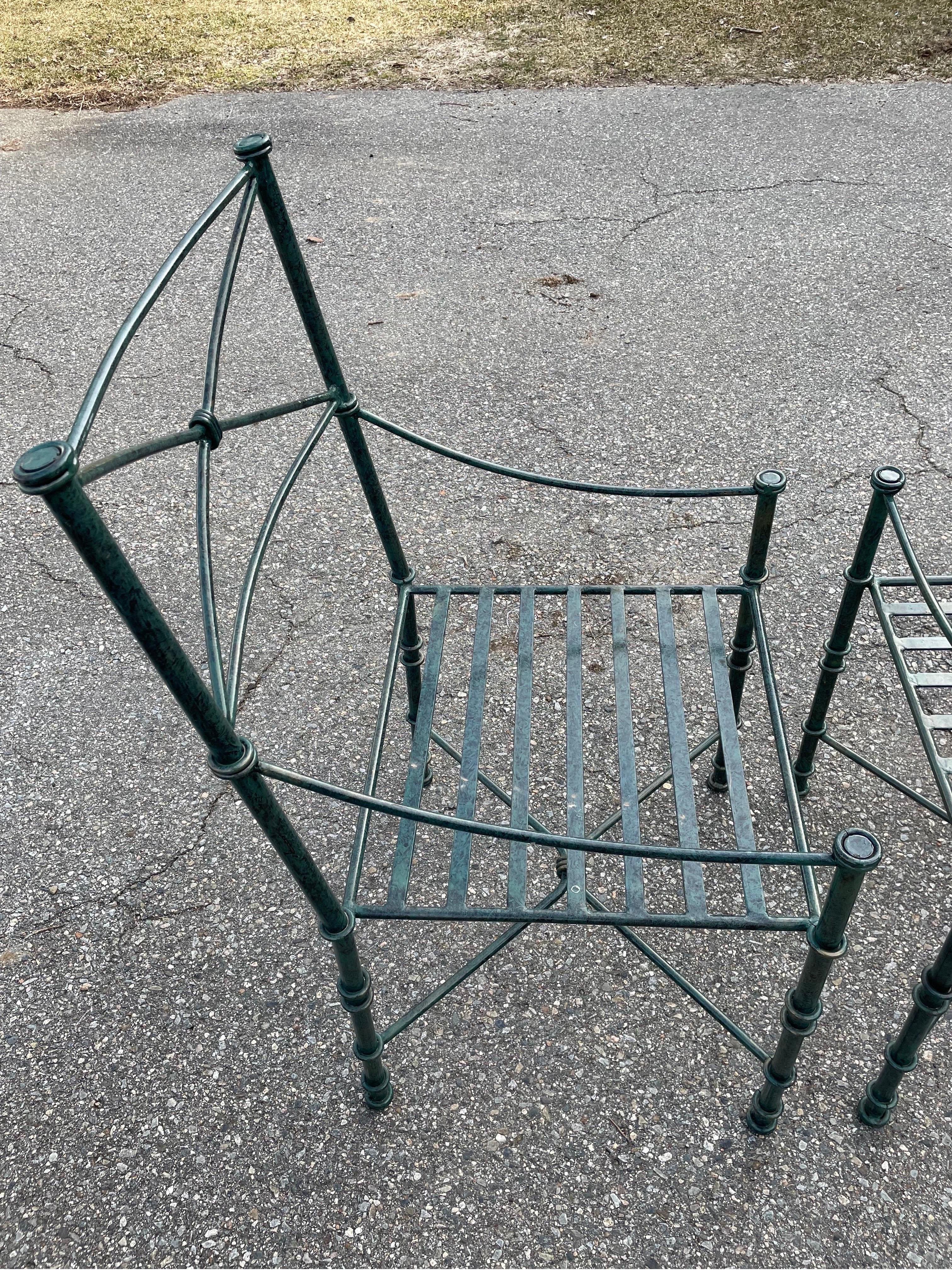 Chaises en fer forgé inspirées de Giacometti Ensemble de 4 chaises de salle à manger en vente 2