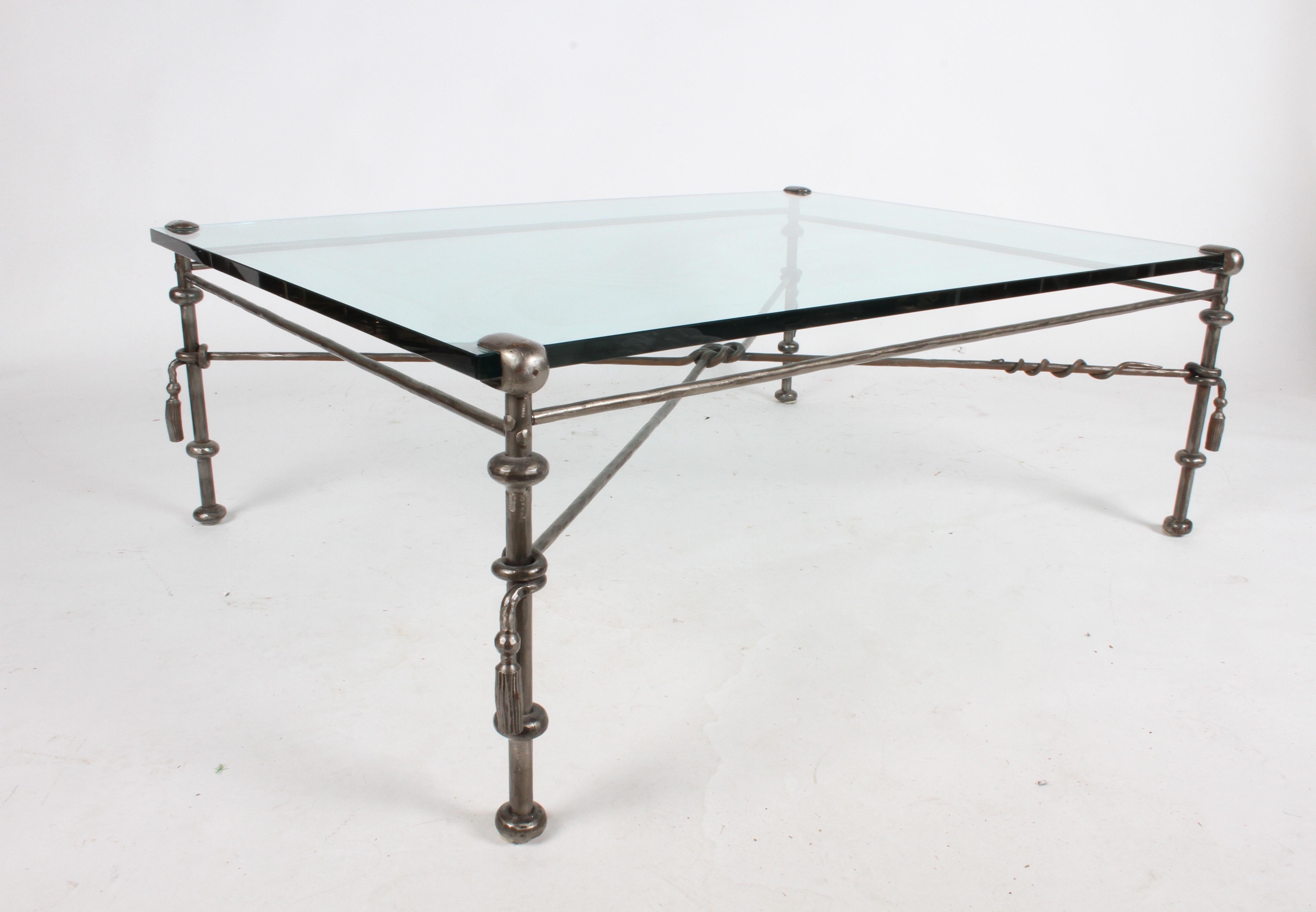 Giacometti Style Wrought Iron & Glass Coffee Table 1