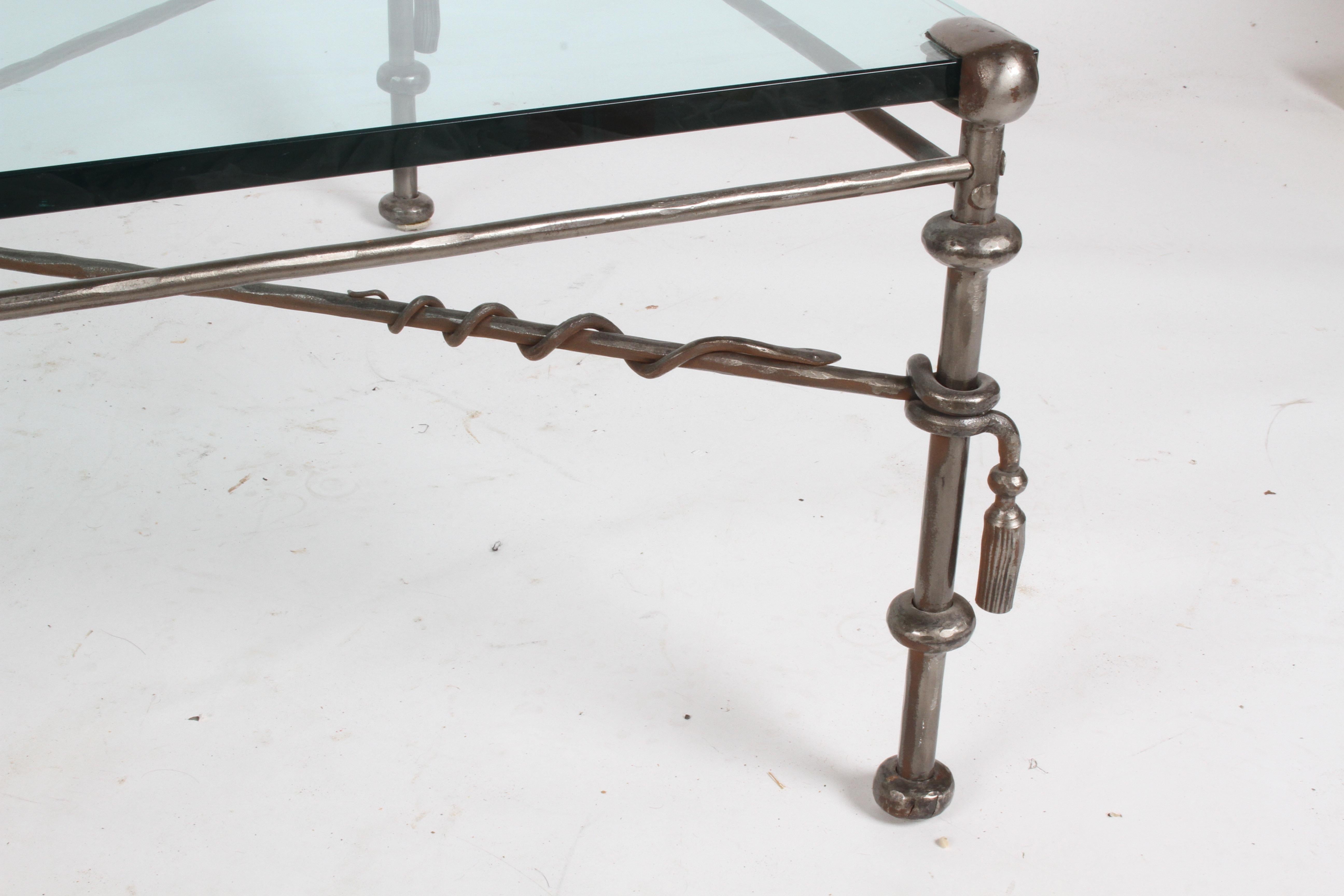 Giacometti Style Wrought Iron & Glass Coffee Table 4