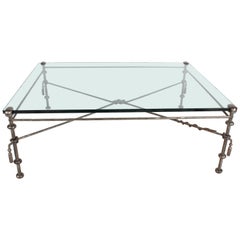 Giacometti Style Wrought Iron & Glass Coffee Table