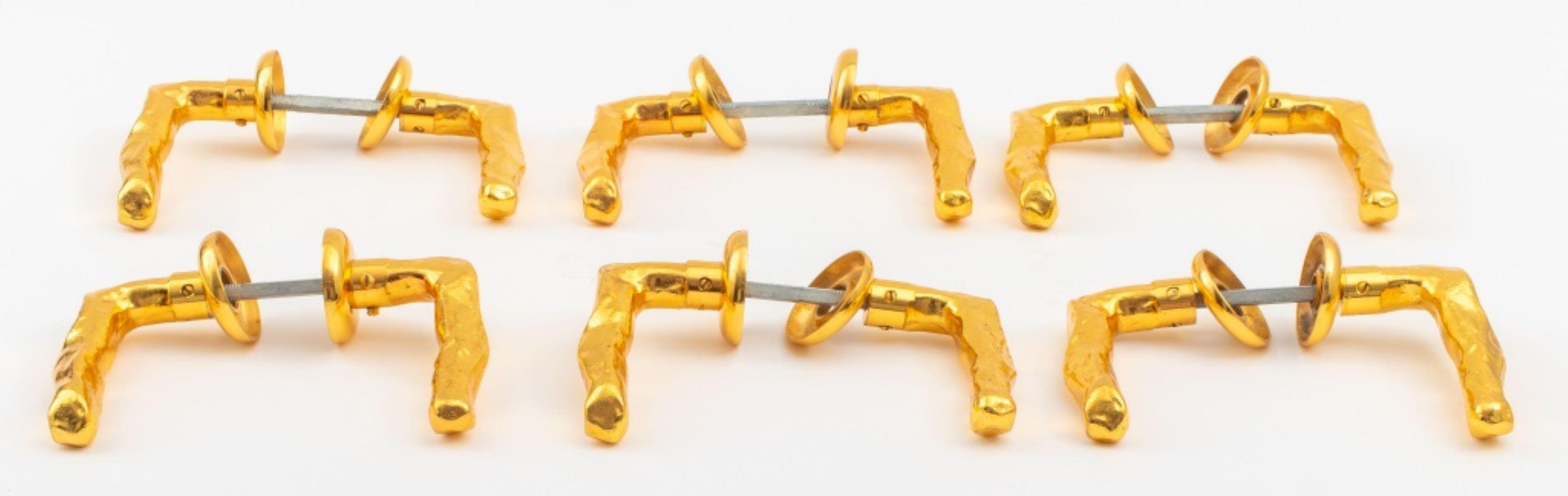 Five gold-tone metal door handles of branch-form and in the manner of Alberto Giacometti (Swiss, 1901-1966). 1.5