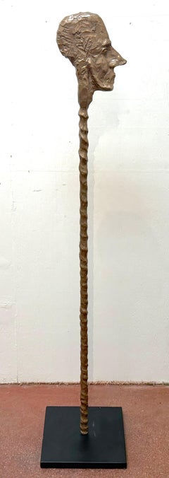 Giacometti School Bronze Male Figural Totem Sculpture, Museum Mounted, 20th C