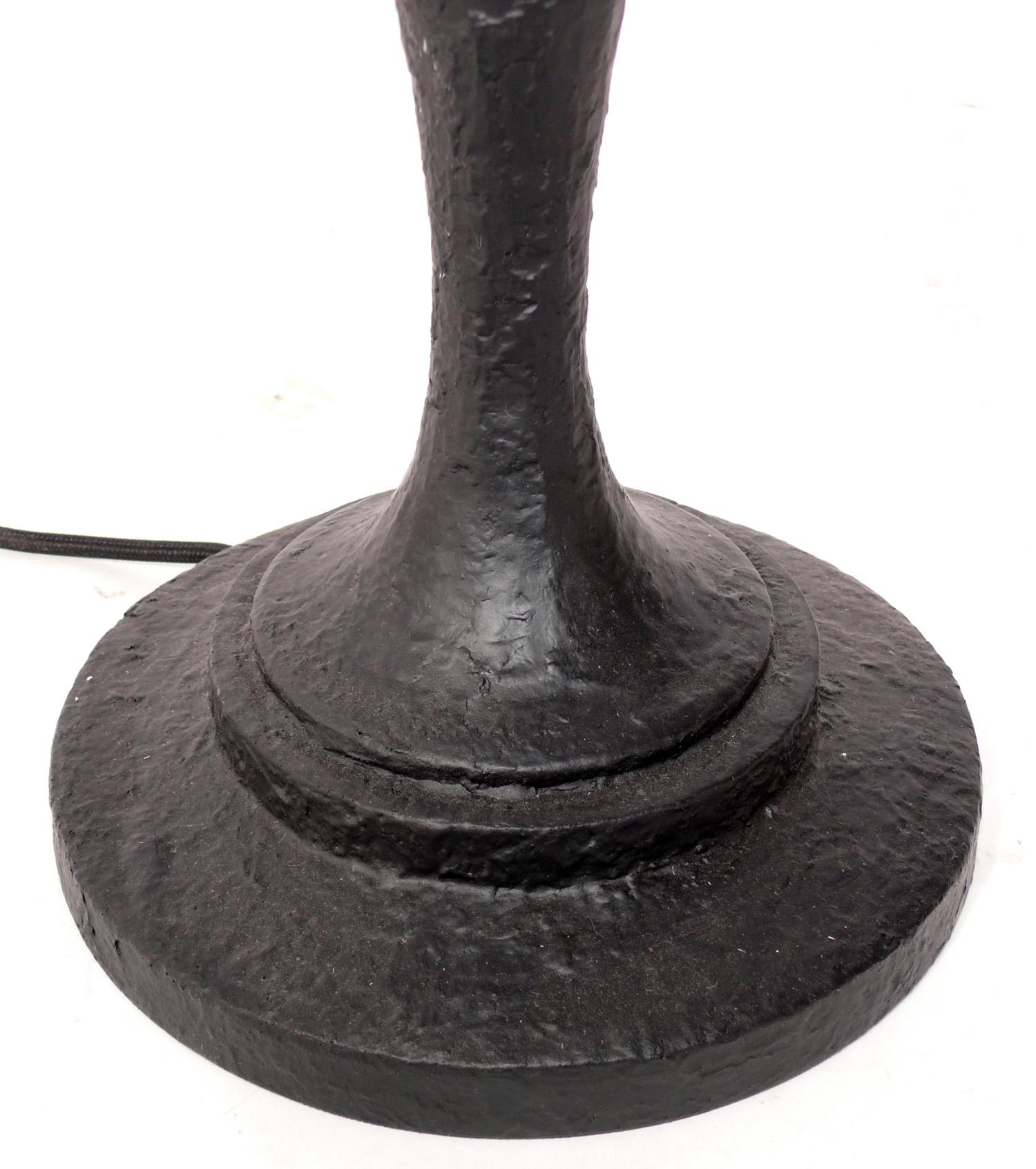 American Giacometti Style Black Faux Plaster Firenze Table Lamps by Baker