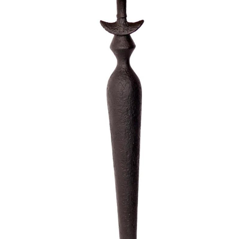 Pair of sculptural floor lamps, in the manner of Diego Giacometti, called the Firenze Model, by Baker Furniture, American, circa 2000s. They are constructed of a faux plaster and are a nice quality, like all Baker products. The lamp shades are not