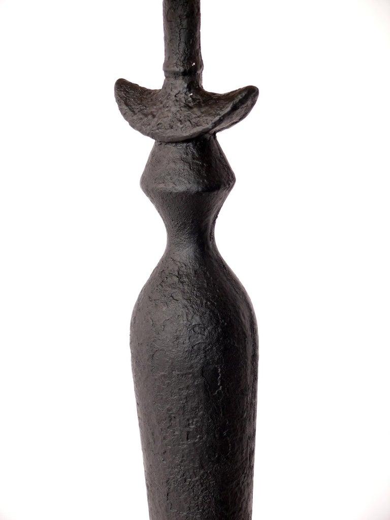 Mid-Century Modern Giacometti Style Black Faux Plaster Floor Lamps Firenze by Baker For Sale