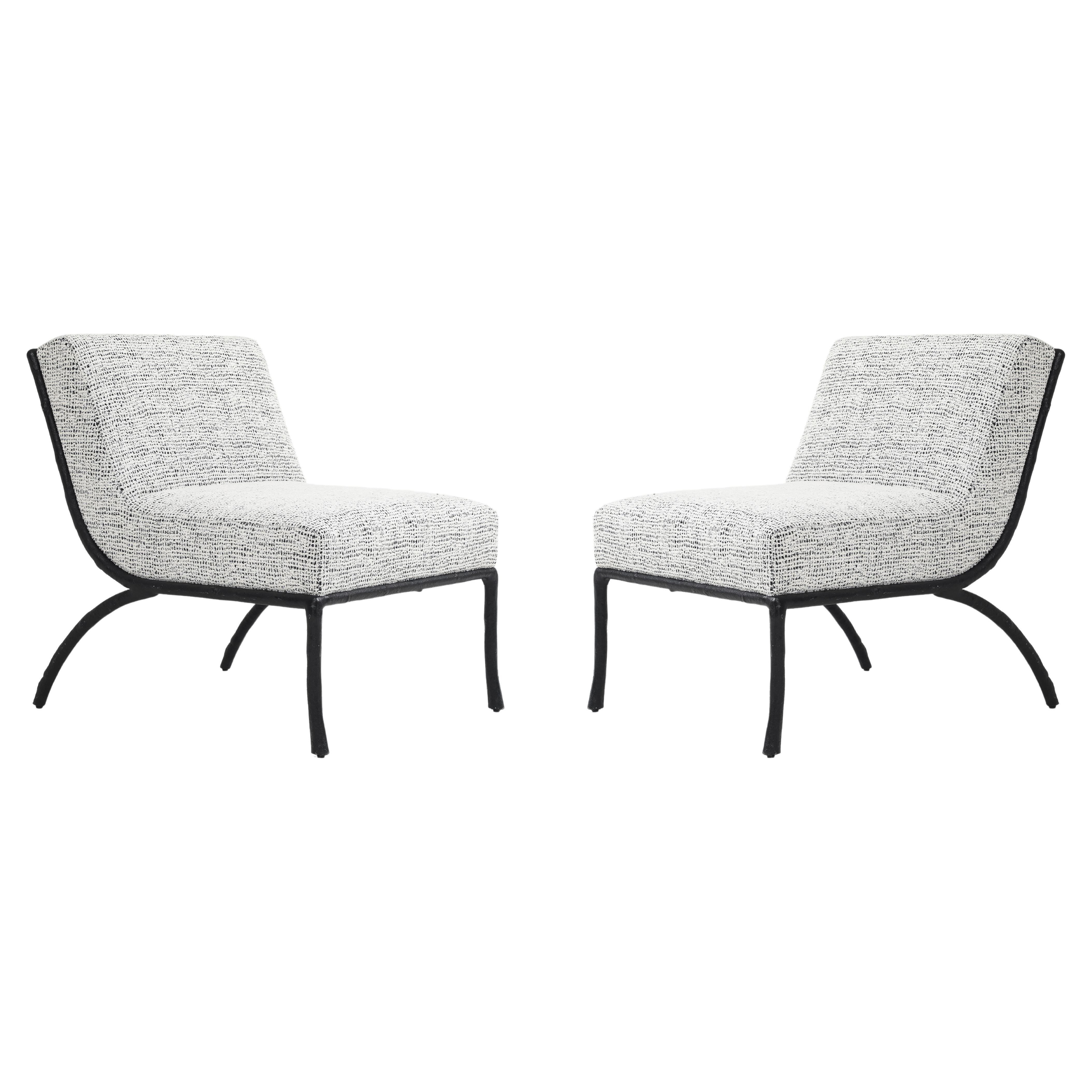 Giacometti Stil geschwärzte Bronze Zweig gerahmt Stühle im Angebot