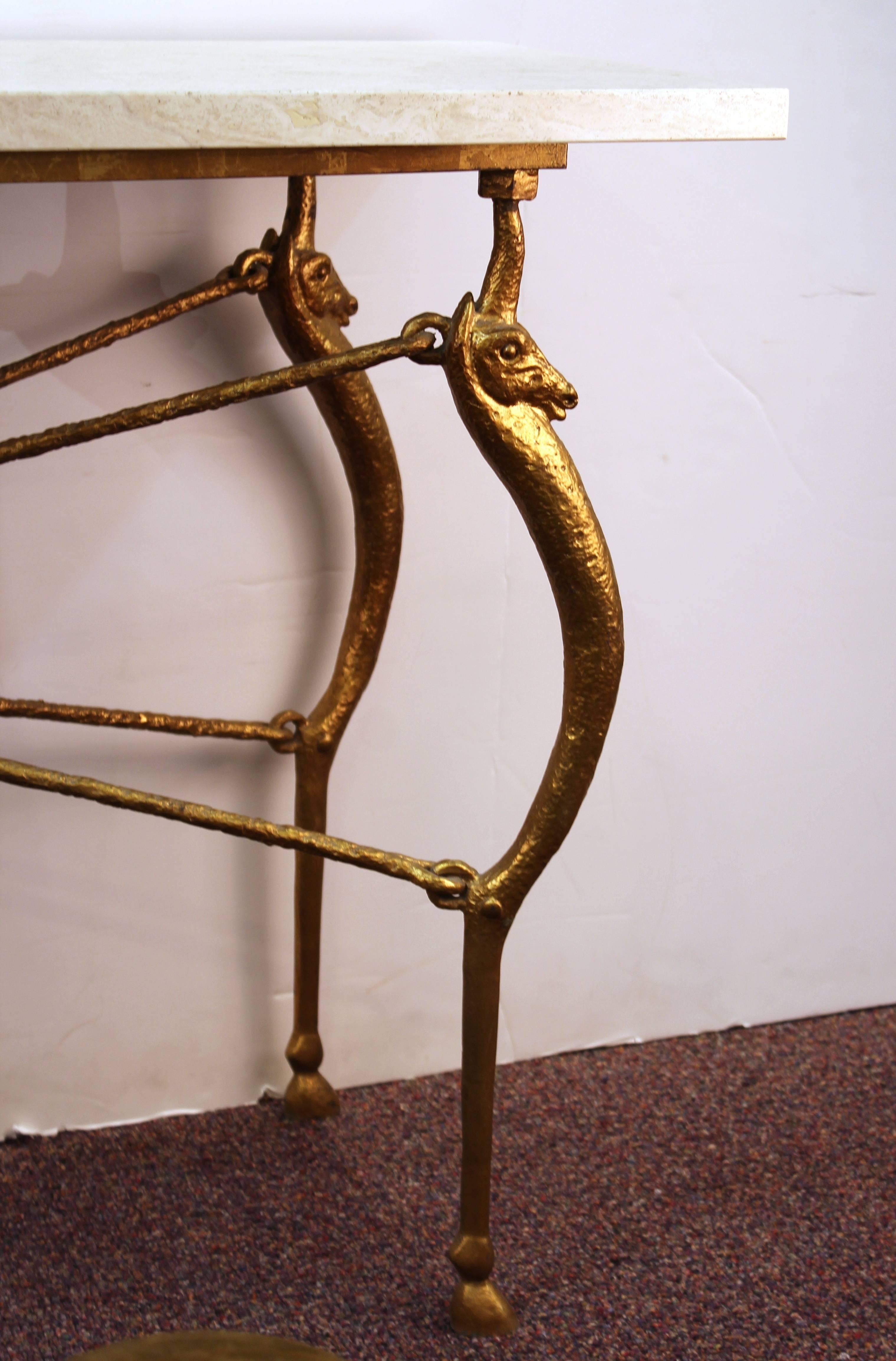20th Century Giacometti Style Bronze and Marble Console