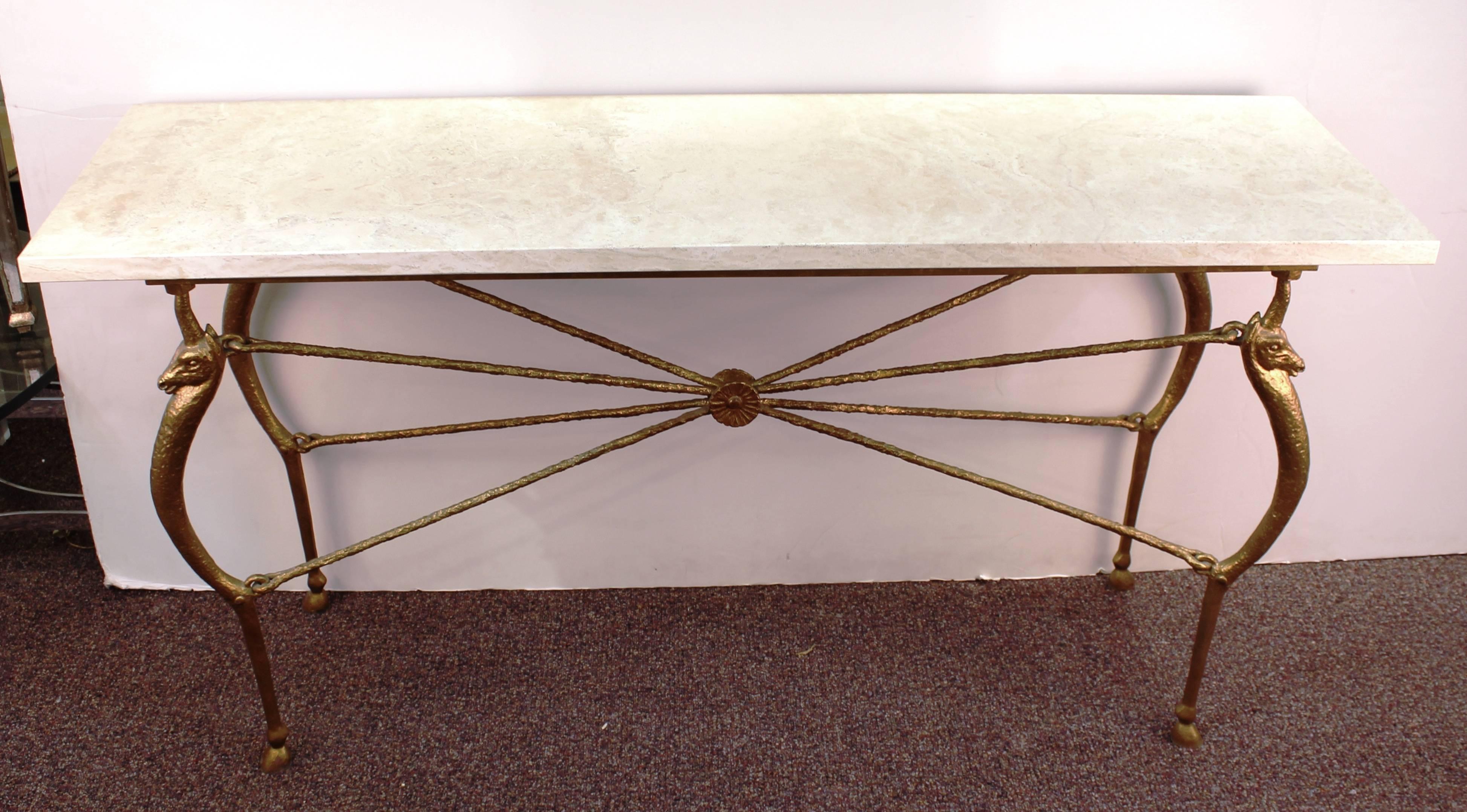 Giacometti Style Bronze and Marble Console 2