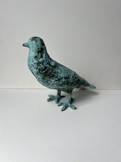 Giacometti-Style Bronze Dove Sculpture with Closed Wings
