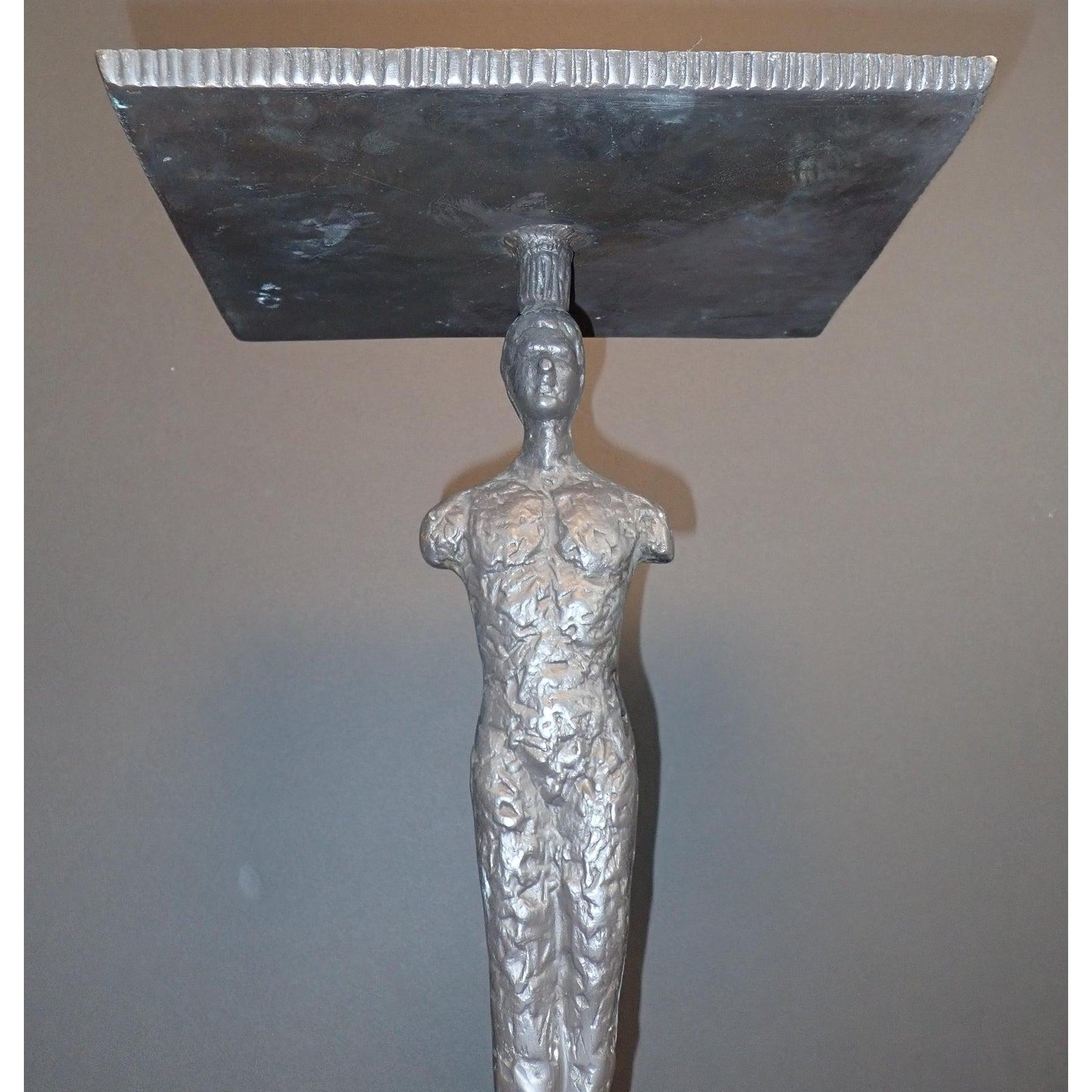 Giacometti Style Bronze Figurative Side Table In Good Condition In Norwood, NJ