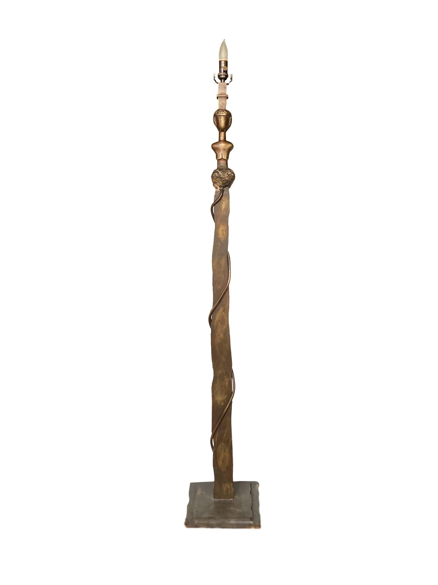 20th Century Giacometti-Style Bronze Floor Lamp