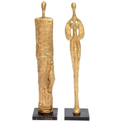 Mid-Century Modern Pair of Giacometti Style Bronze Sculptures
