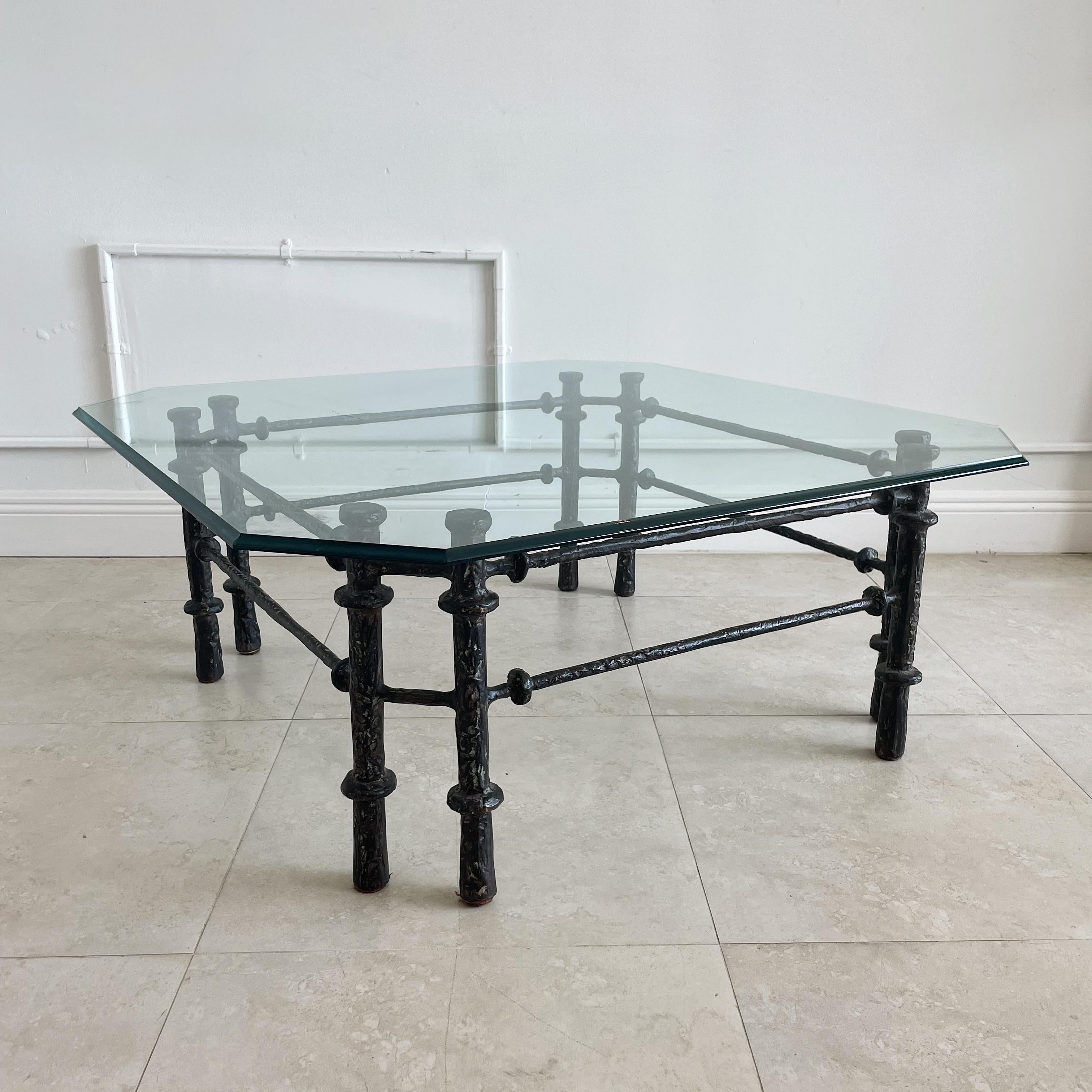 Giacometti Style Bronzed Aluminum Brutalist Cocktail Table In Good Condition In West Palm Beach, FL