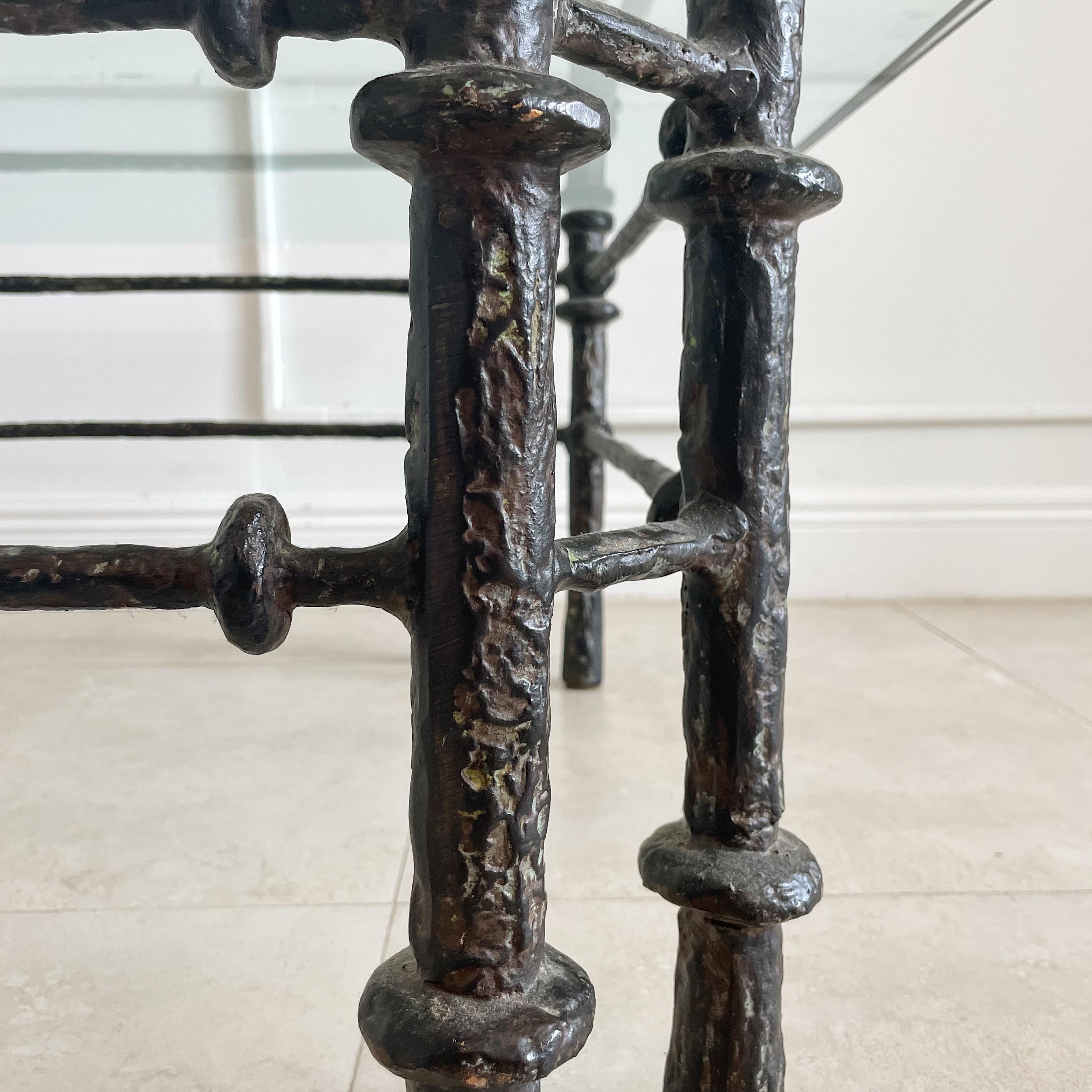 20th Century Giacometti Style Bronzed Aluminum Brutalist Cocktail Table