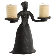 Kandelaber im Stil von Giacometti, handgefertigt aus Schmiedeeisen Frankreich 1960