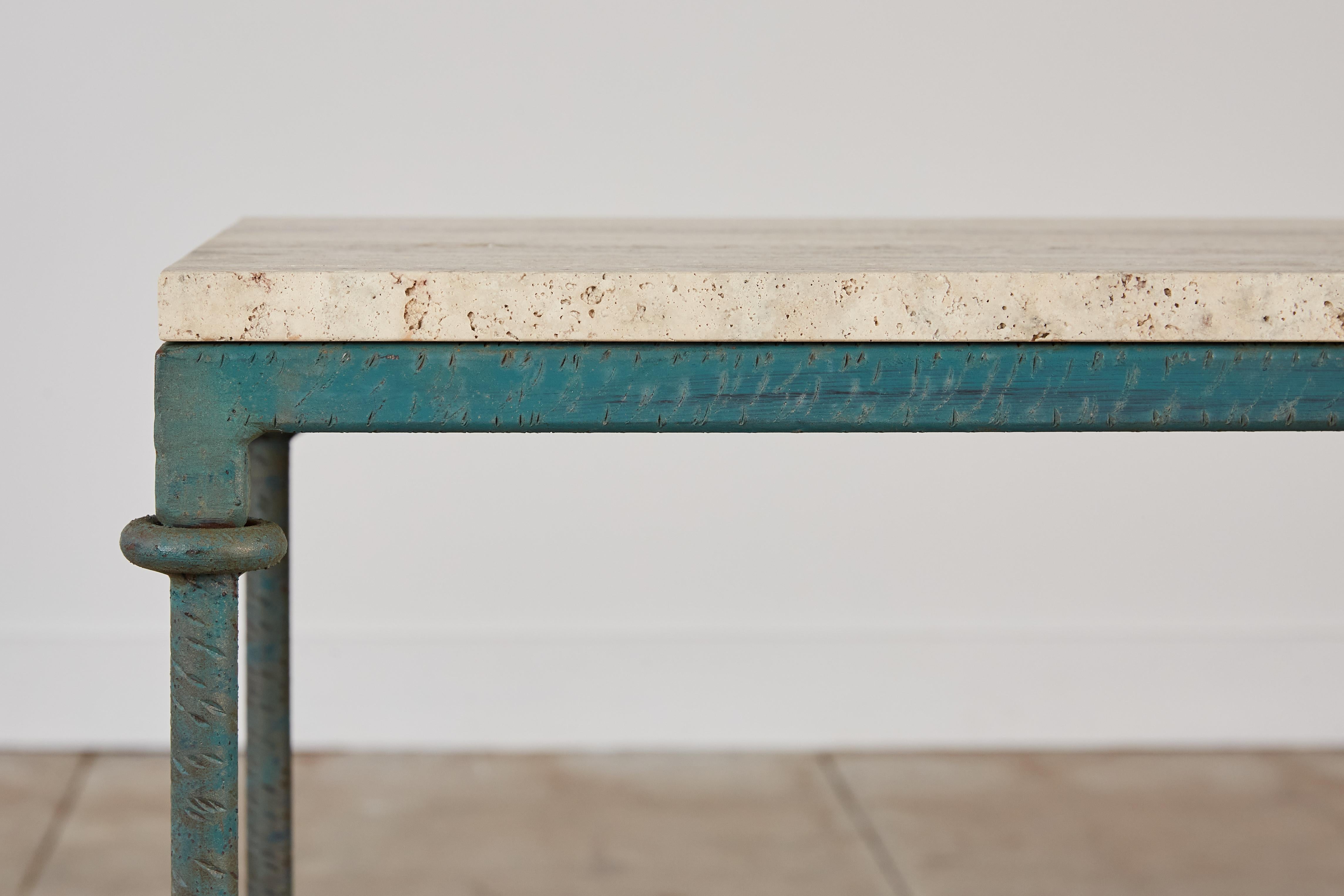 Giacometti Style Console Table with Travertine Top 5