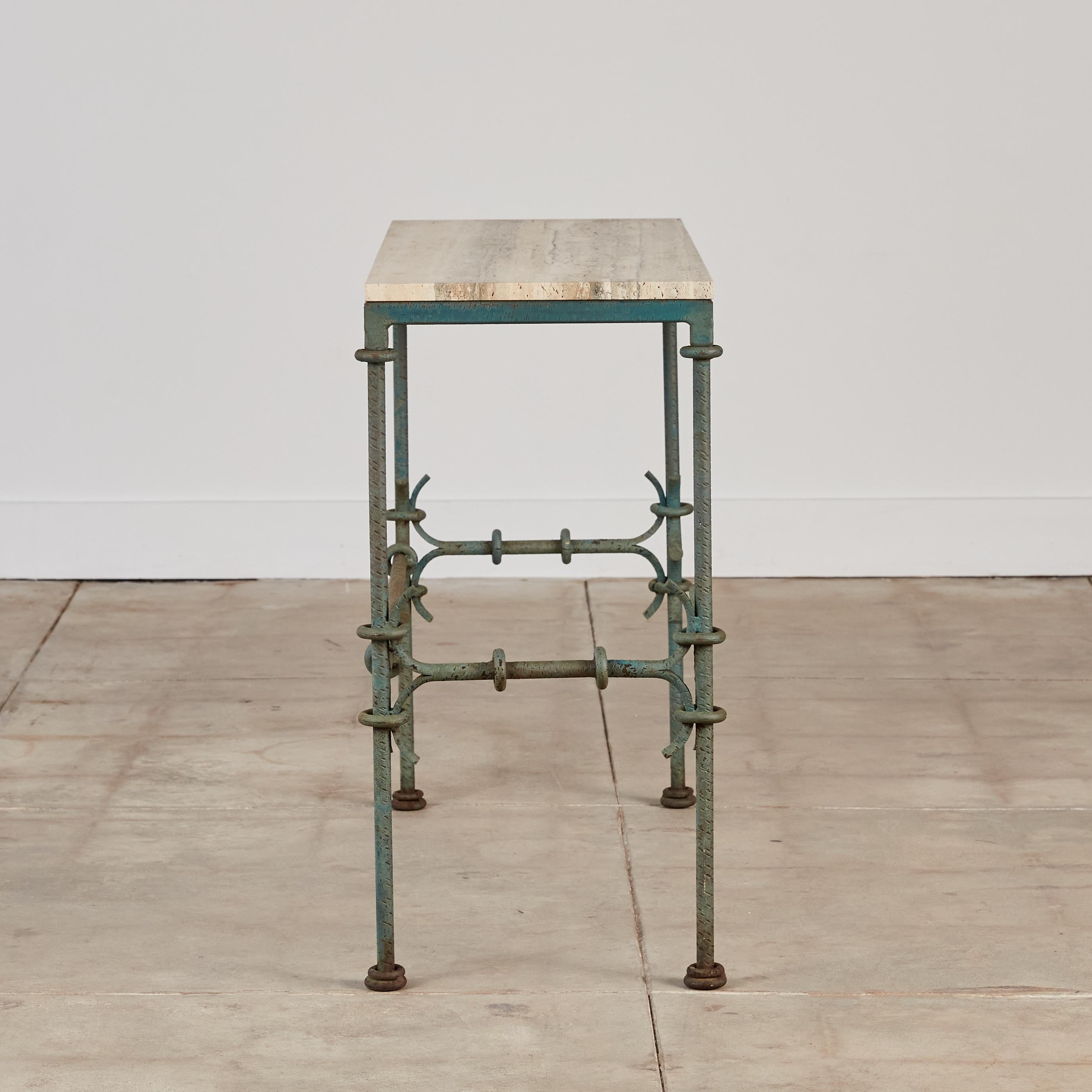 Unknown Giacometti Style Console Table with Travertine Top