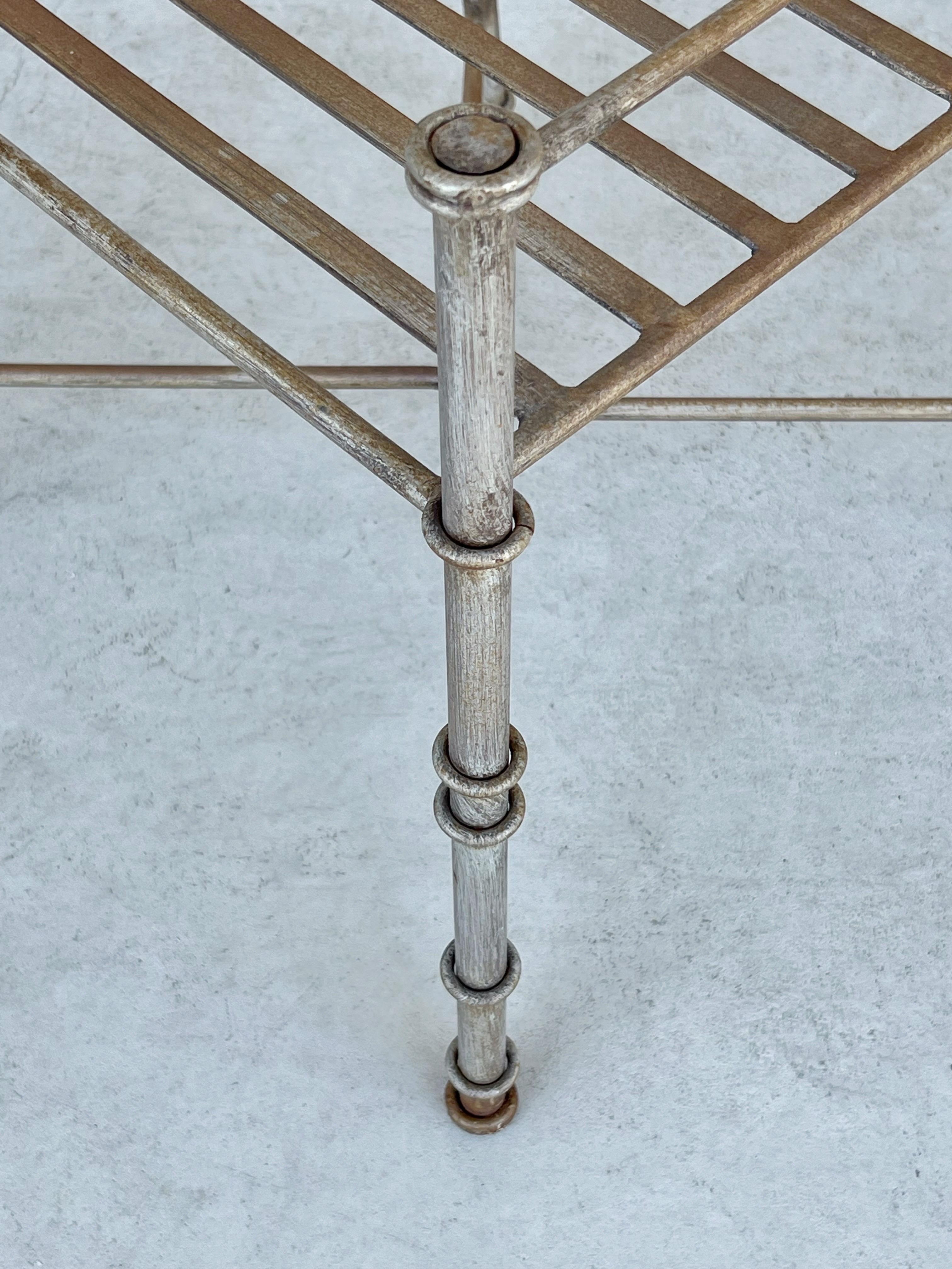 Late 20th Century Giacometti Style Dining  Set 4 Chairs Table with Glass Top For Sale