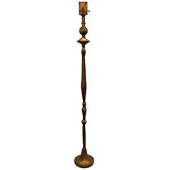 Giacometti Style Floor Lamp in Gilt Bronze