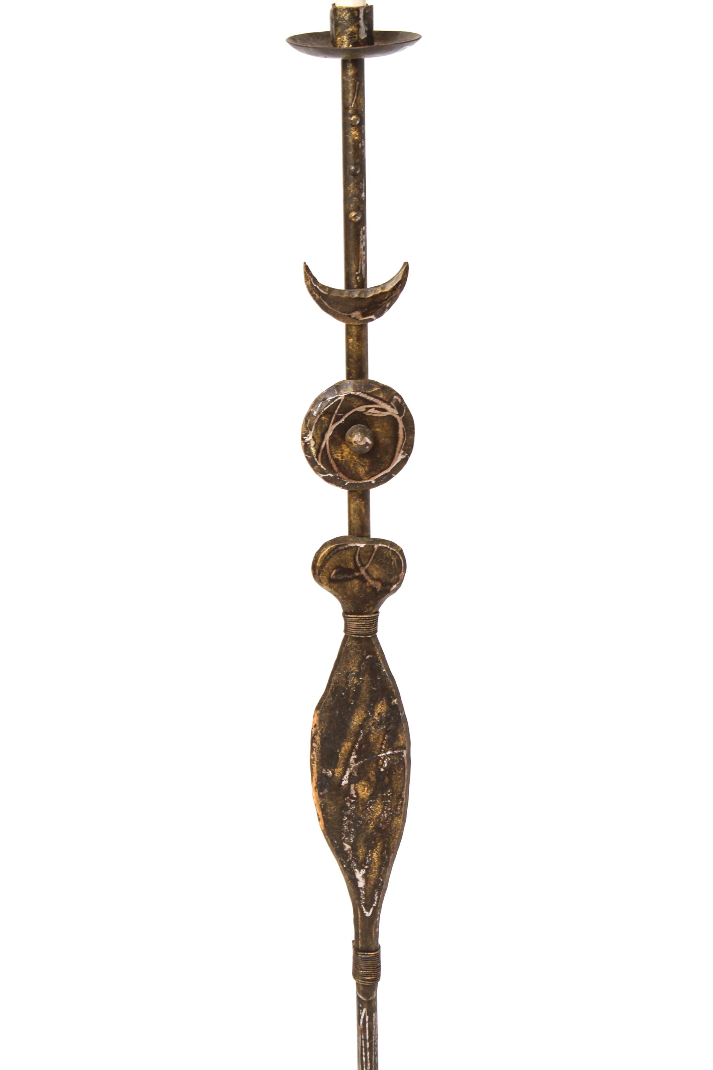 Giacometti Style French Modern Brutalist Floor Lamp In Good Condition In Astoria, NY