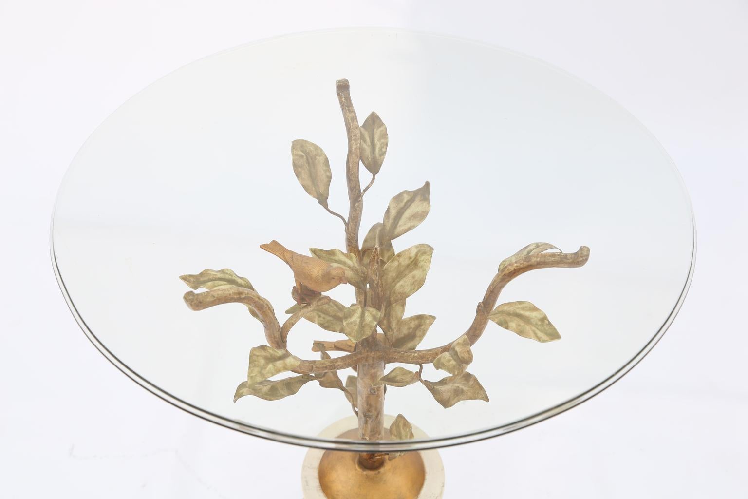 Giacometti Style Gilded Iron Occasional Table with Glass Top 3