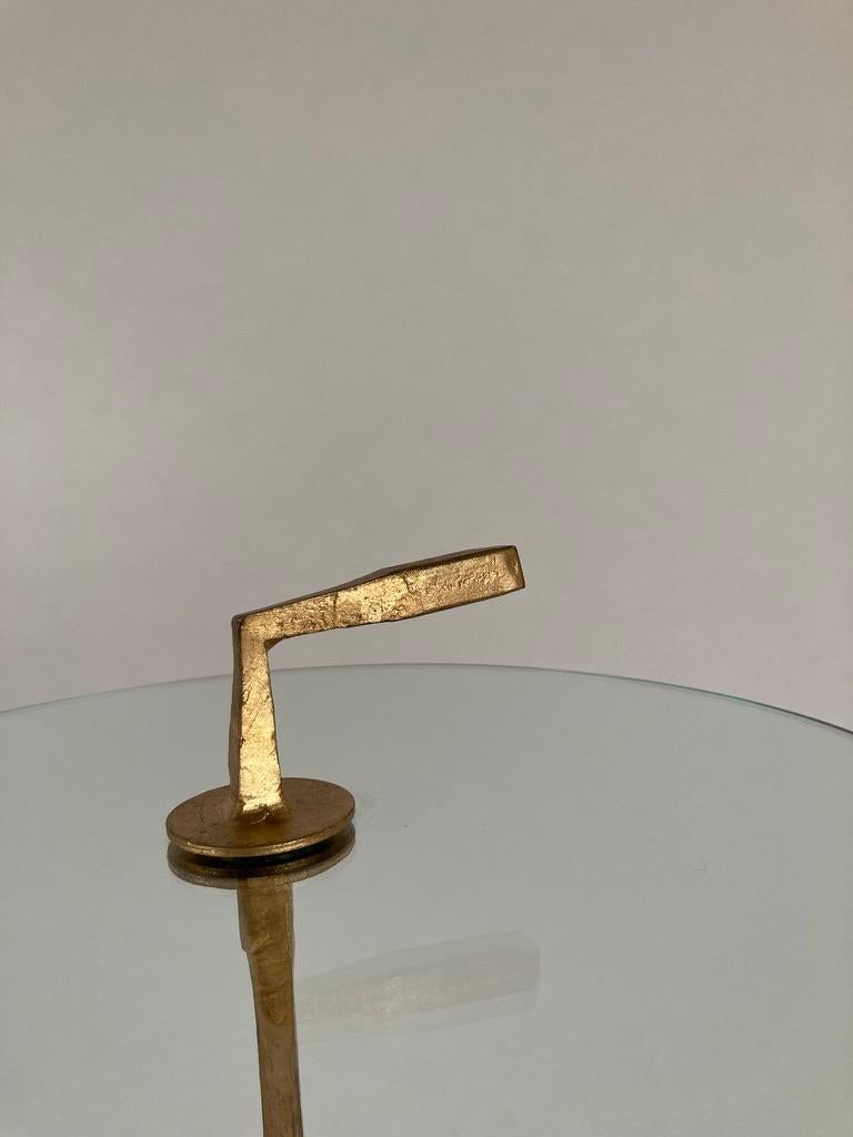 Giacometti Style Gilt Bronze Glass Top Side Table 3