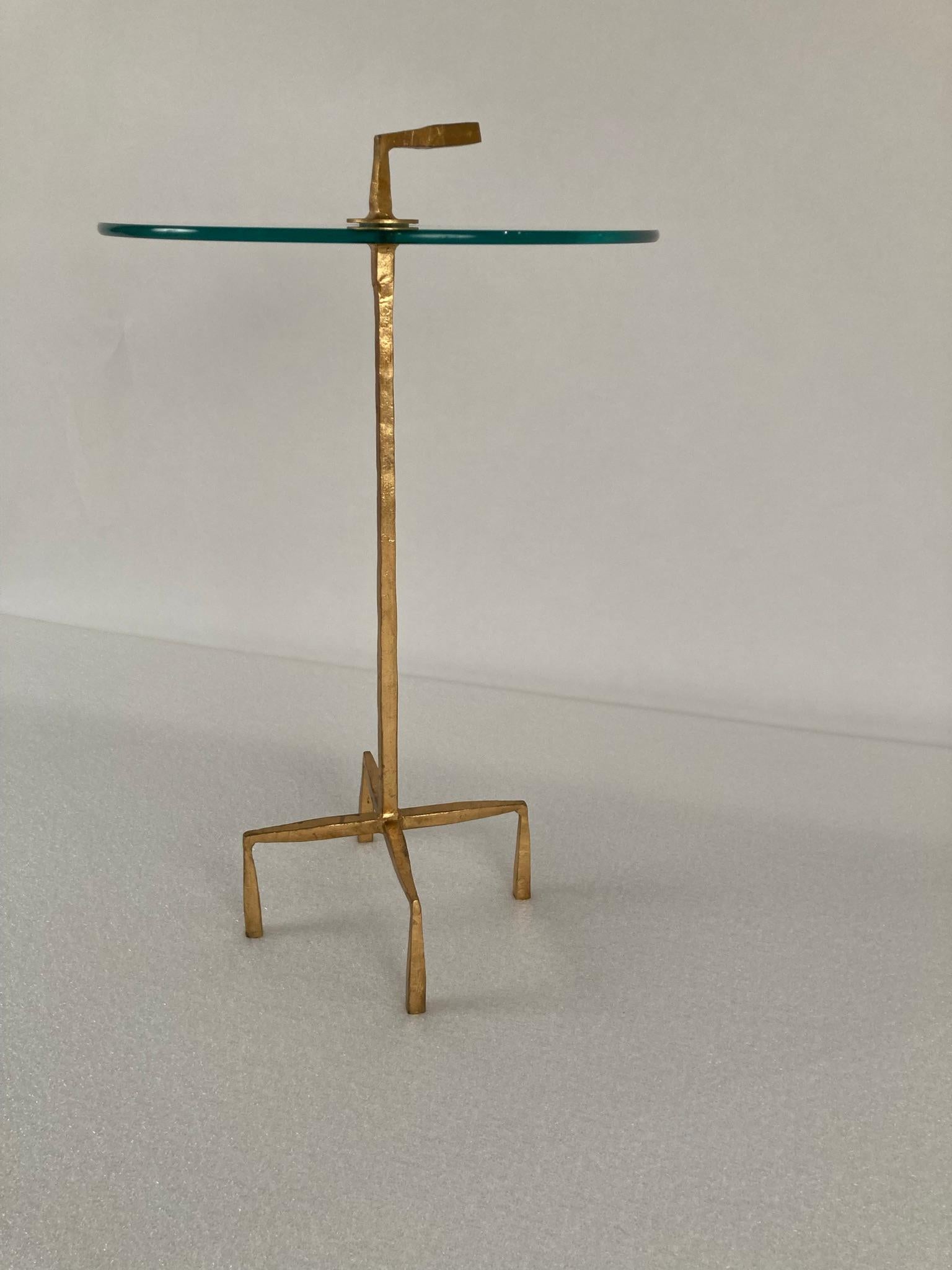 Giacometti Style Gilt Bronze Glass Top Side Table 4