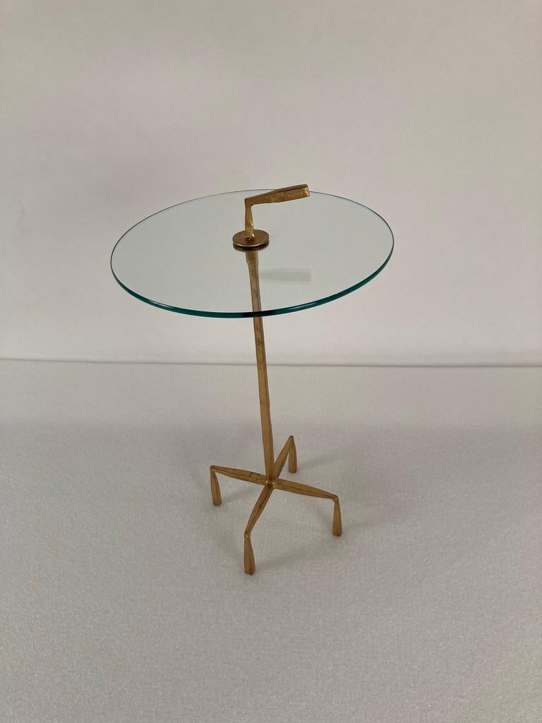 Giacometti Style Gilt Bronze Glass Top Side Table 6