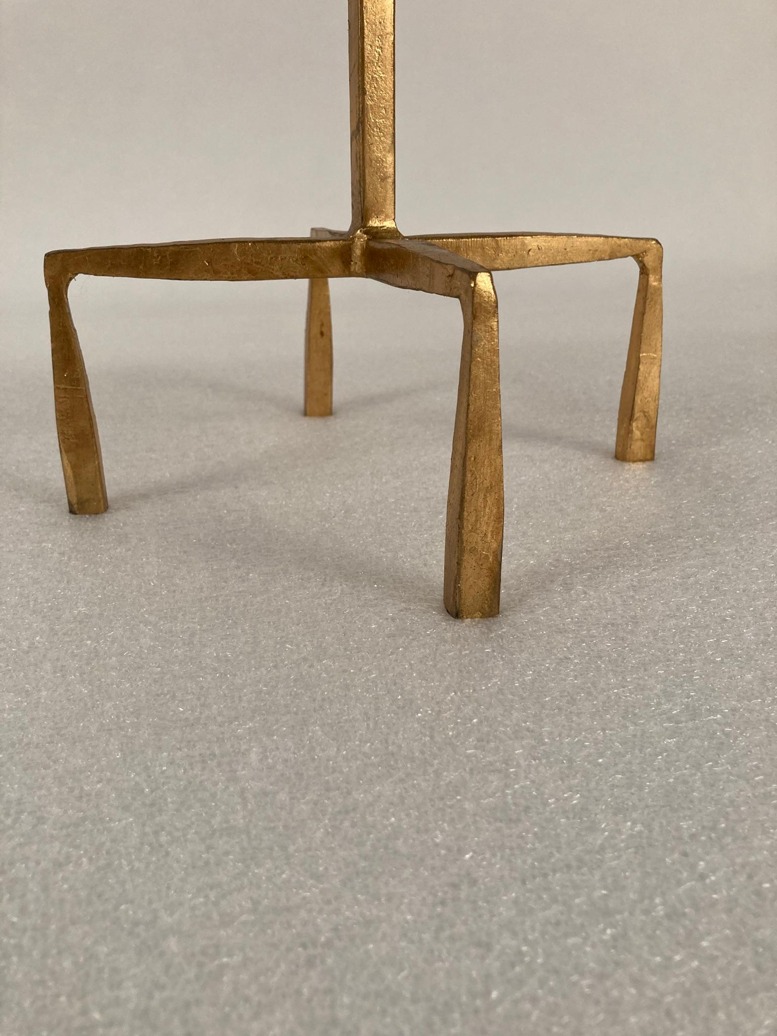 Giacometti Style Gilt Bronze Glass Top Side Table In Good Condition In Stamford, CT