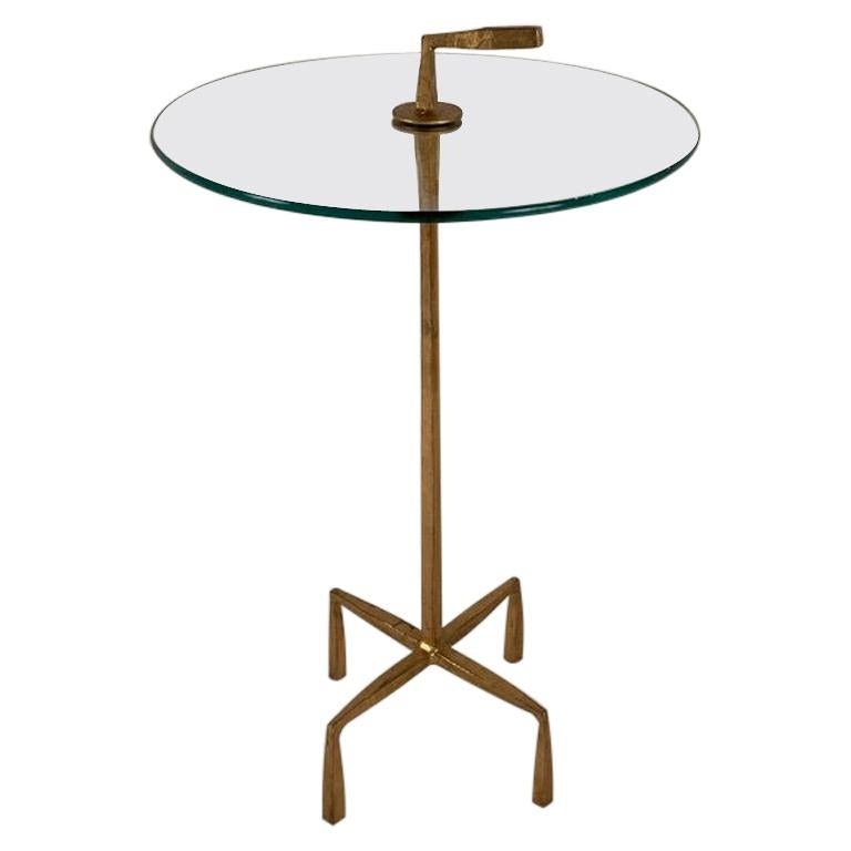 Giacometti Style Gilt Bronze Glass Top Side Table