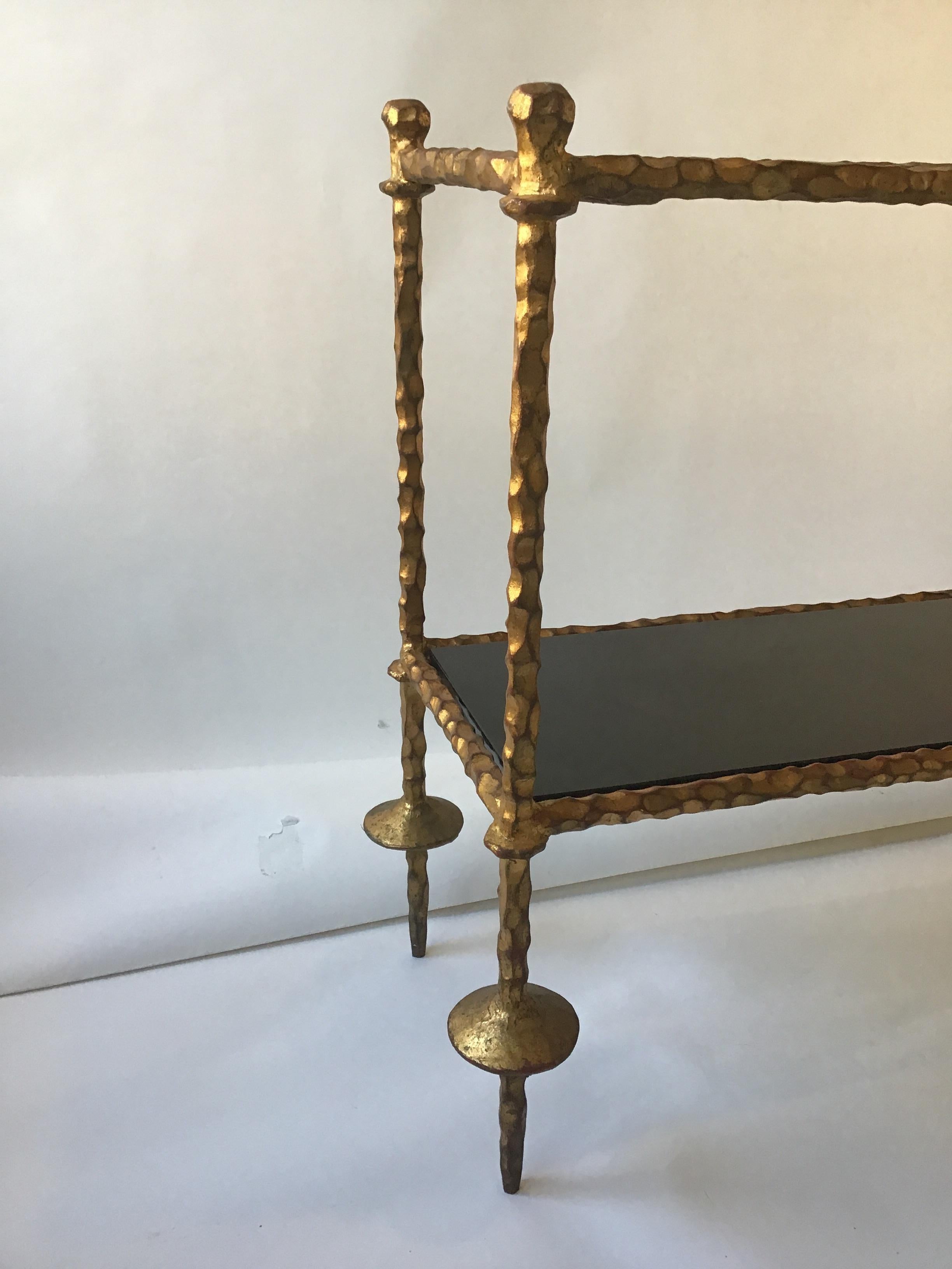 Giacometti Style Gilt Iron and Granite Two-Tier Console 6