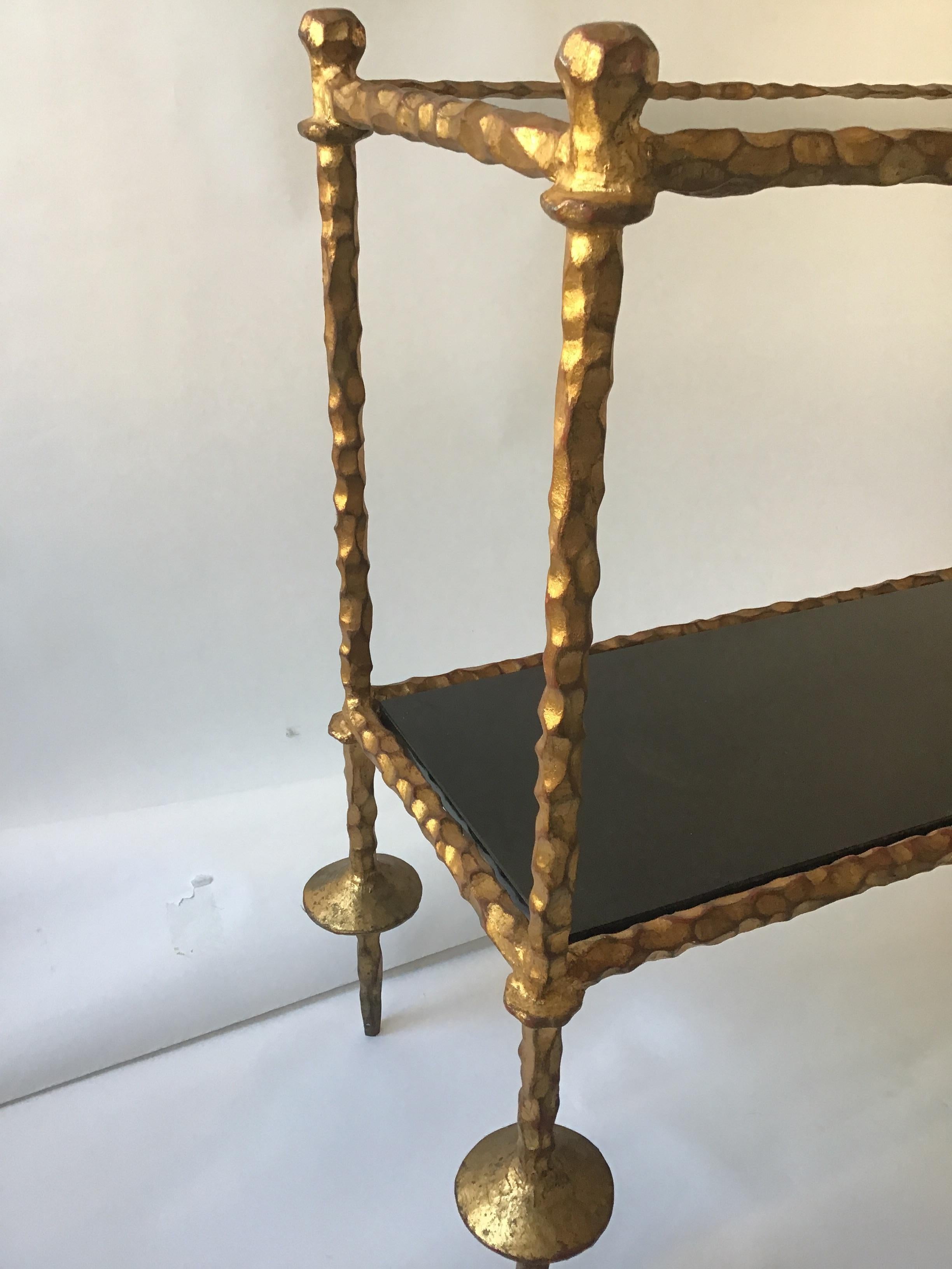 Giacometti Style Gilt Iron and Granite Two-Tier Console 7