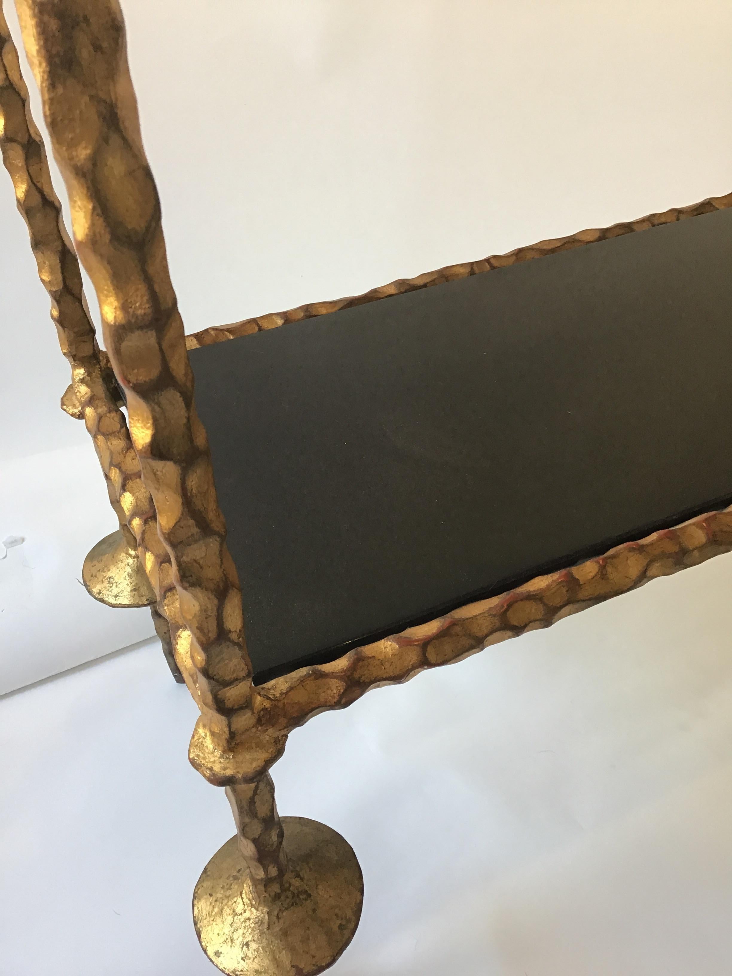 Giacometti Style Gilt Iron and Granite Two-Tier Console 9