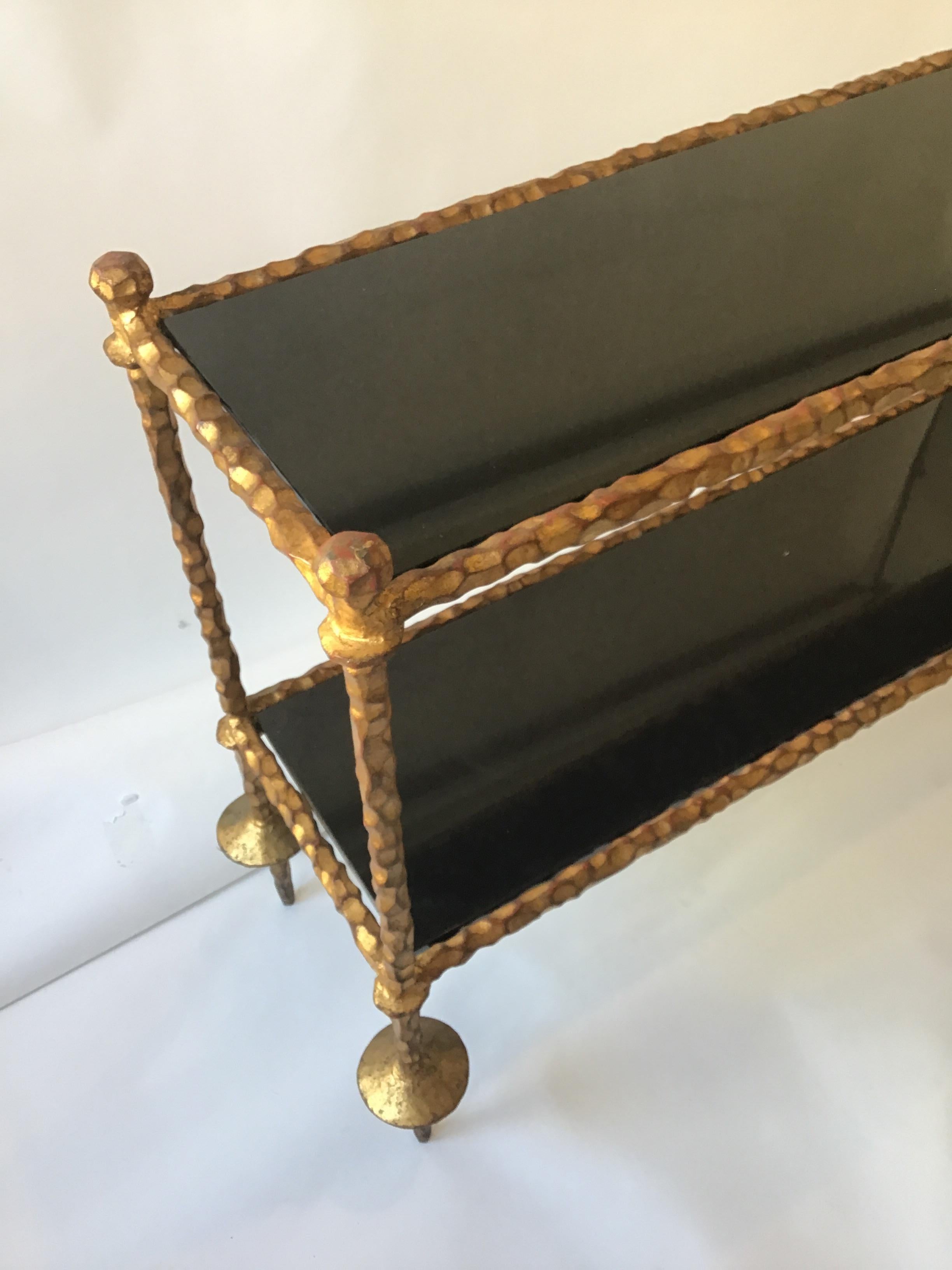 Giacometti Style Gilt Iron and Granite Two-Tier Console 1