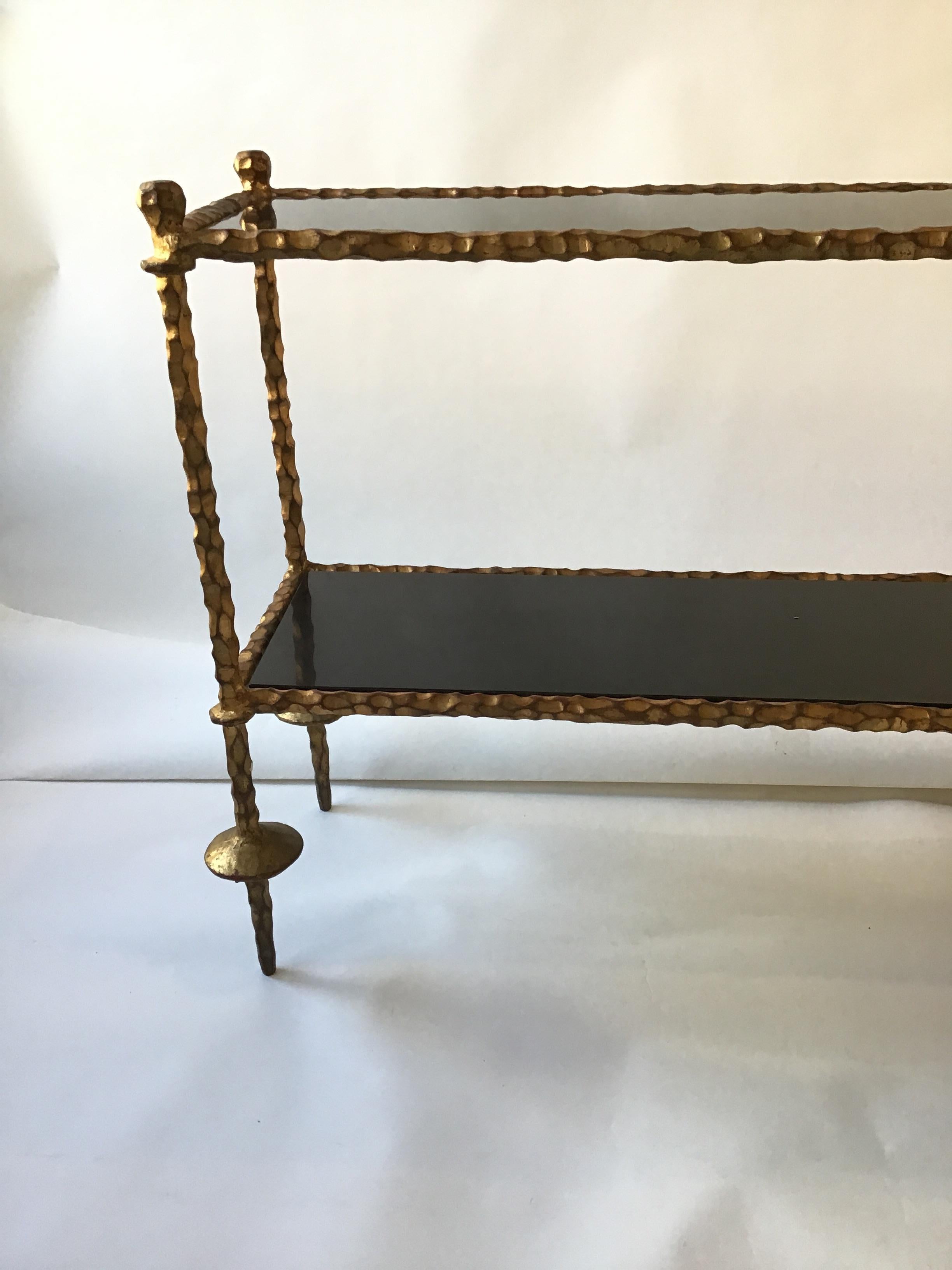 Giacometti Style Gilt Iron and Granite Two-Tier Console 2