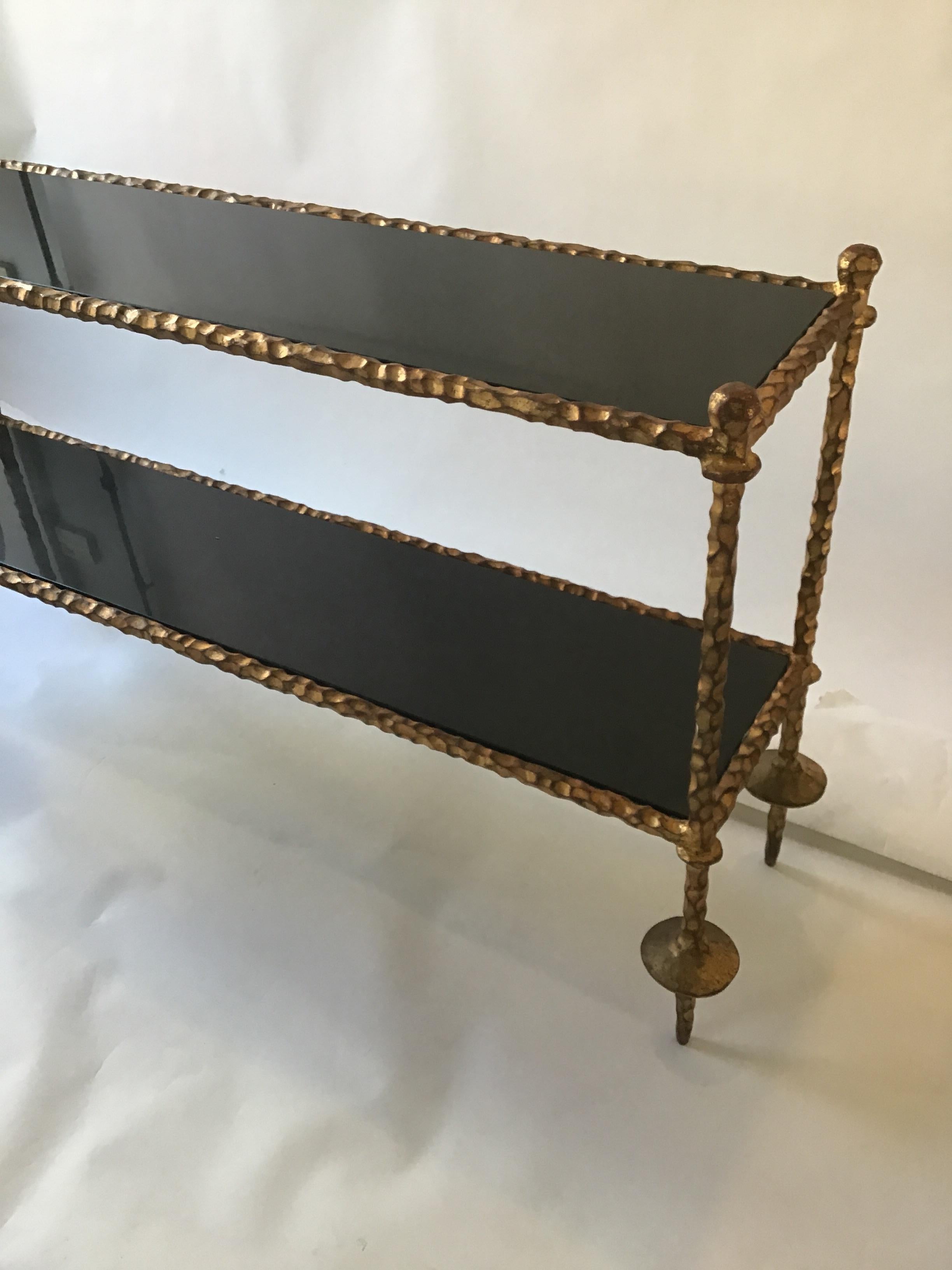 Giacometti Style Gilt Iron and Granite Two-Tier Console 3