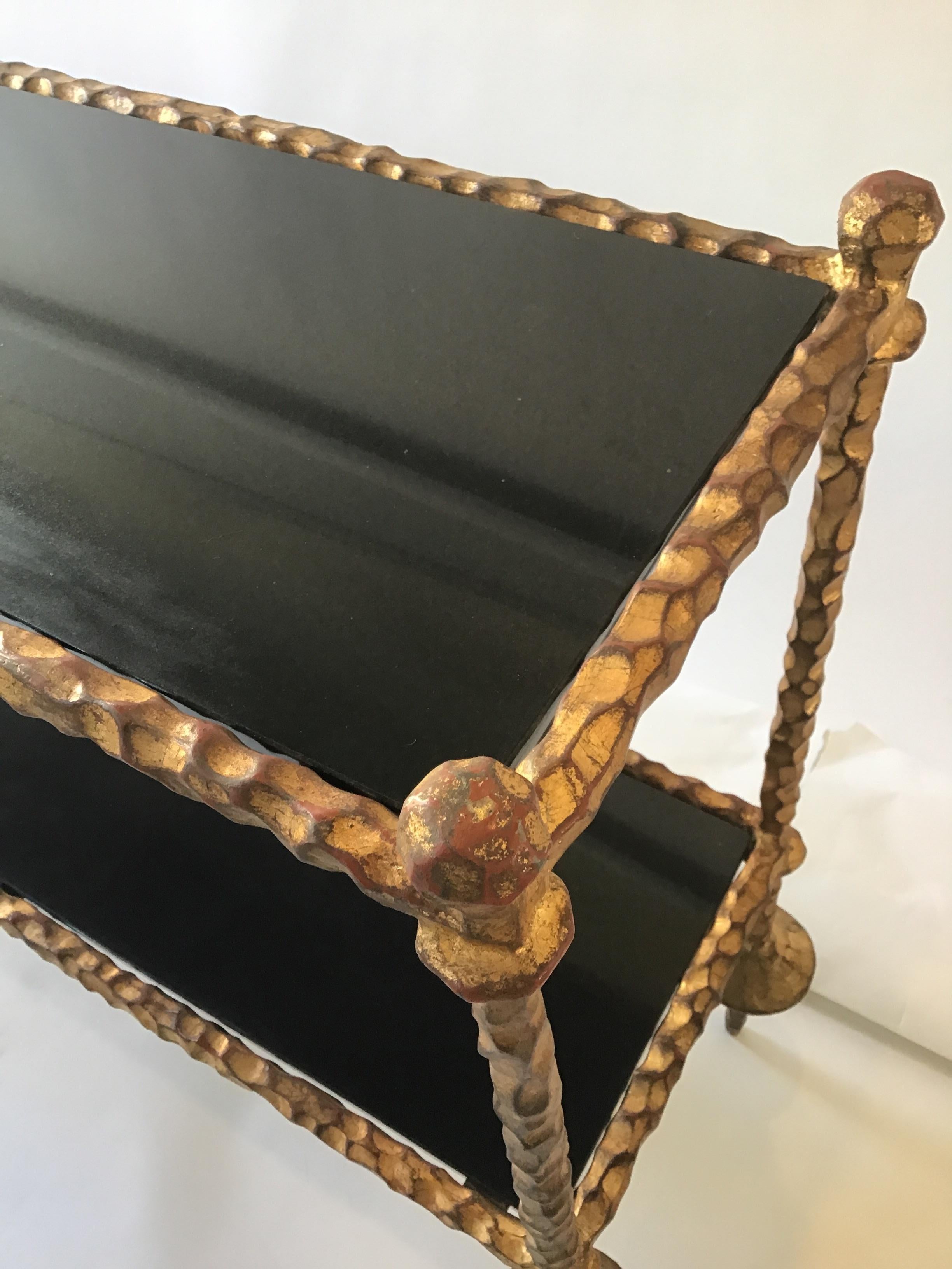 Giacometti Style Gilt Iron and Granite Two-Tier Console 4