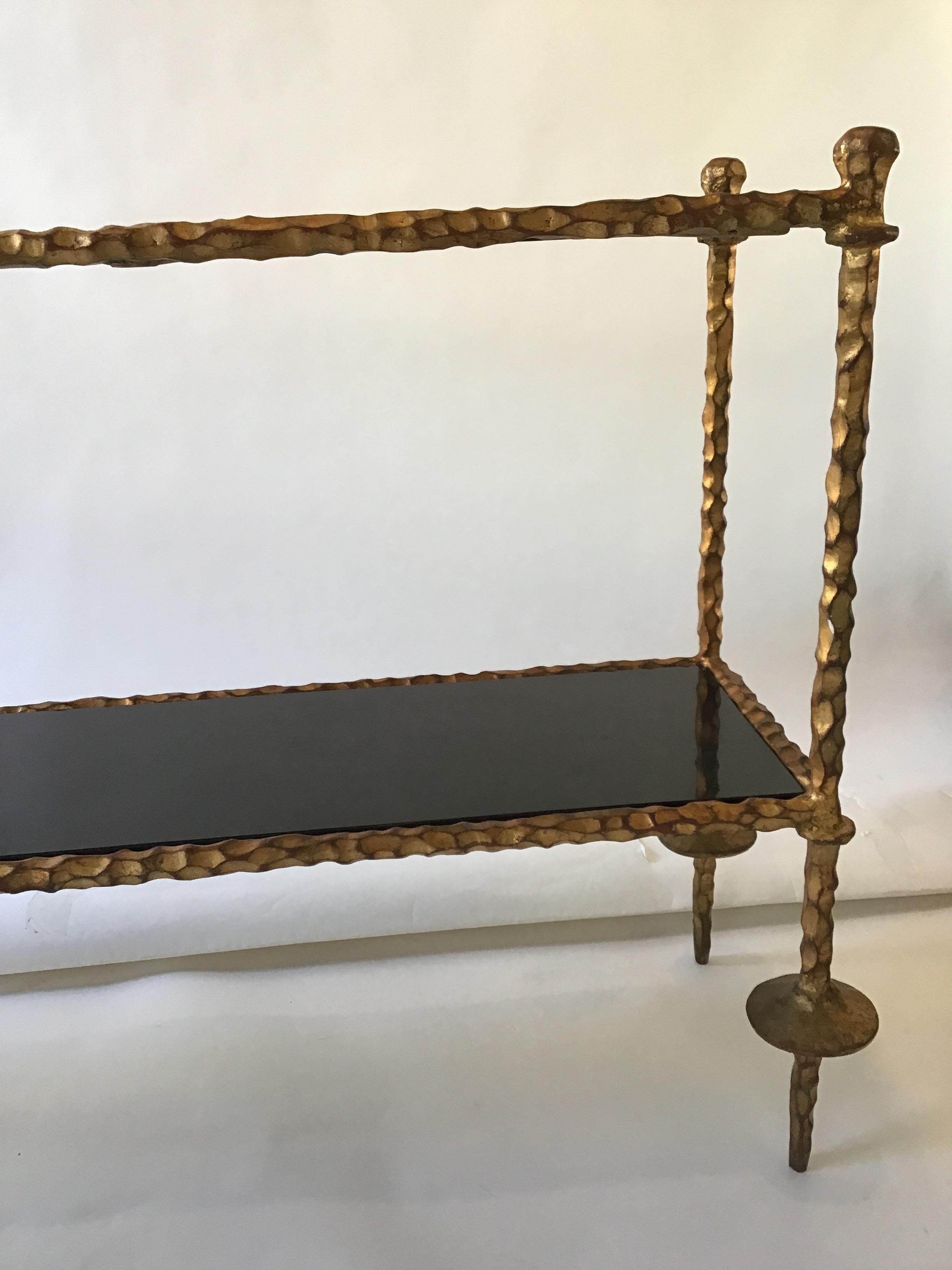 Giacometti Style Gilt Iron and Granite Two-Tier Console 5