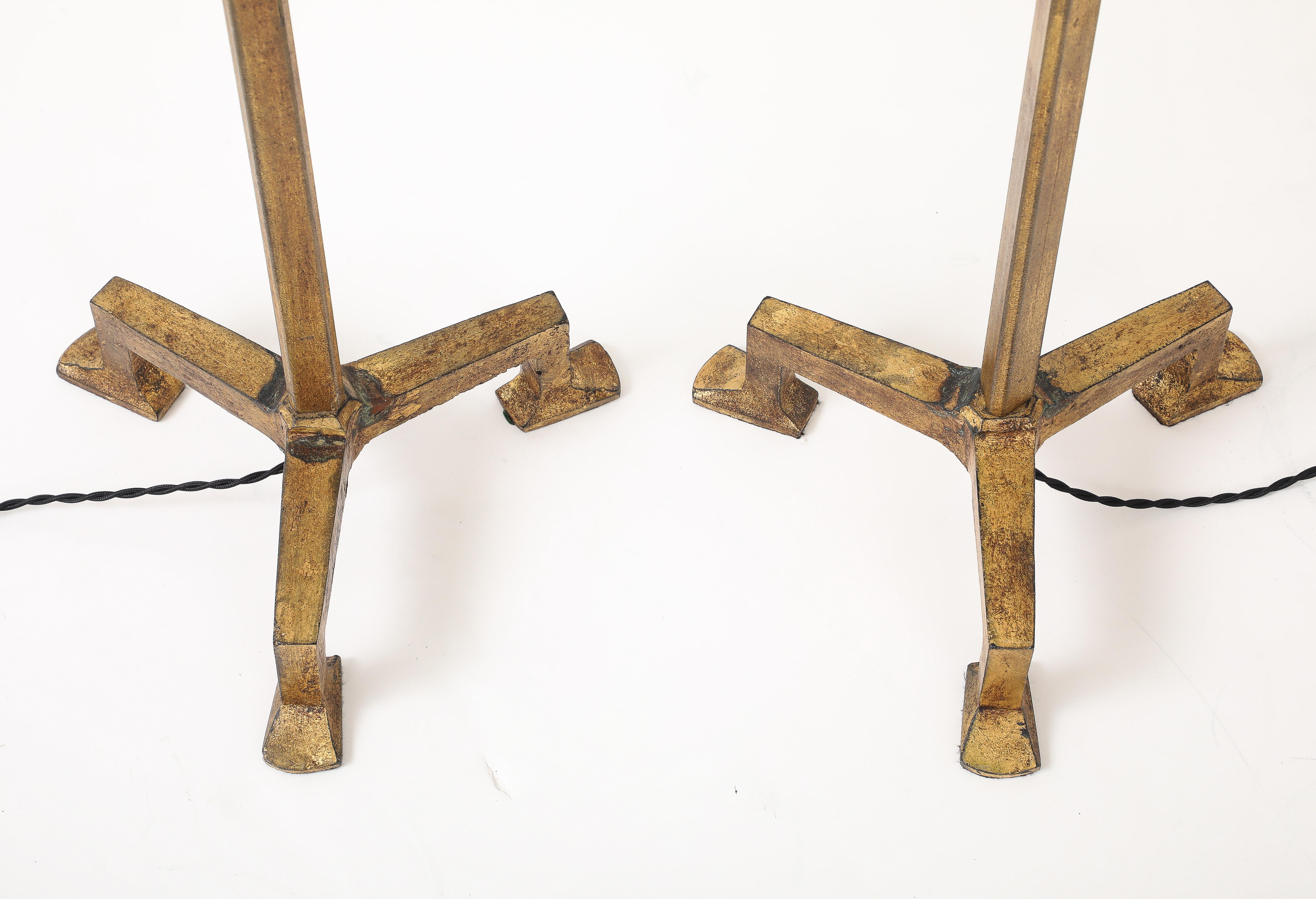 Lampade in ferro dorato in stile Giacometti in vendita 3