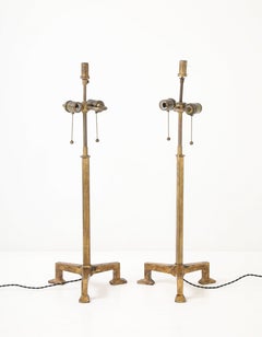 Giacometti Style Gilt Iron Lamps
