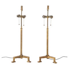 Giacometti Style Gilt Iron Lamps