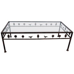 Giacometti Style Glass Top Coffee Table