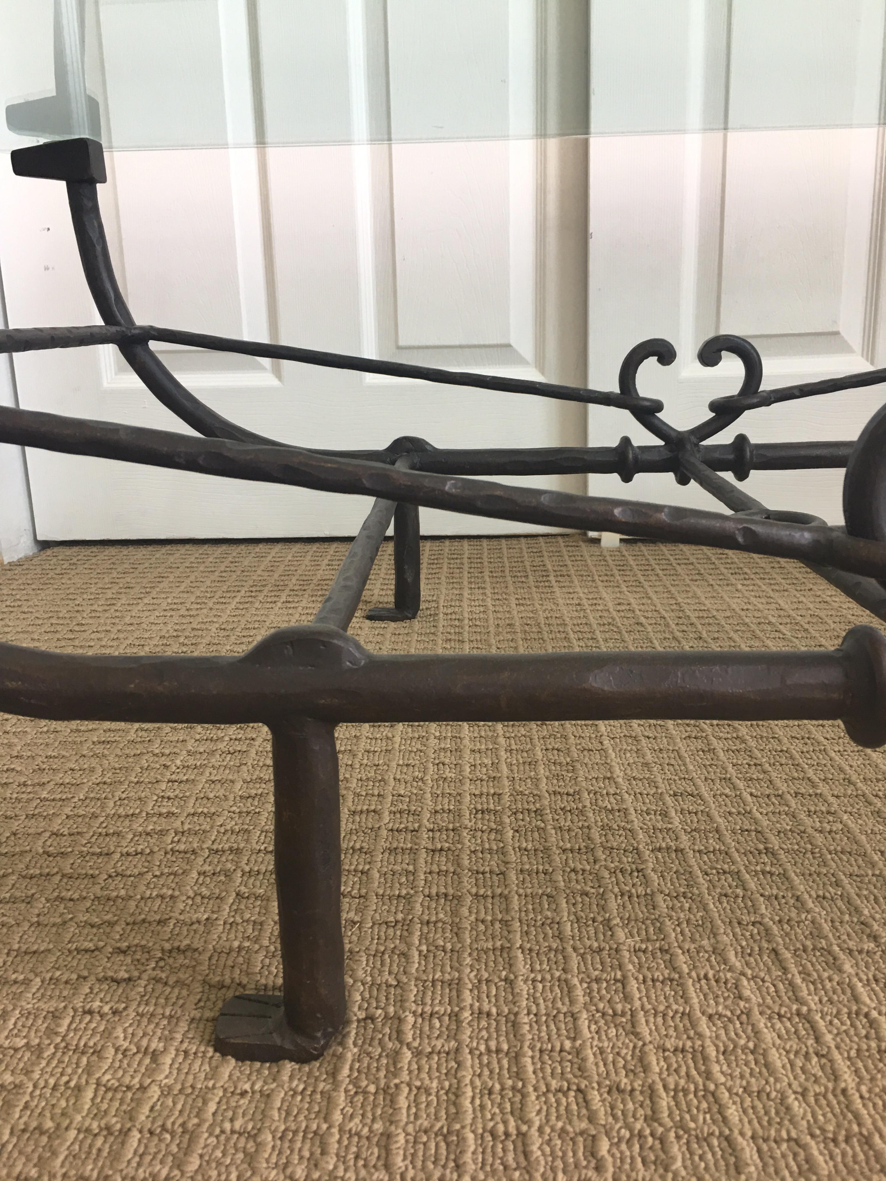 Giacometti Style Iron and Glass Coffee Table, Sculptural Animal Head and Leg 5