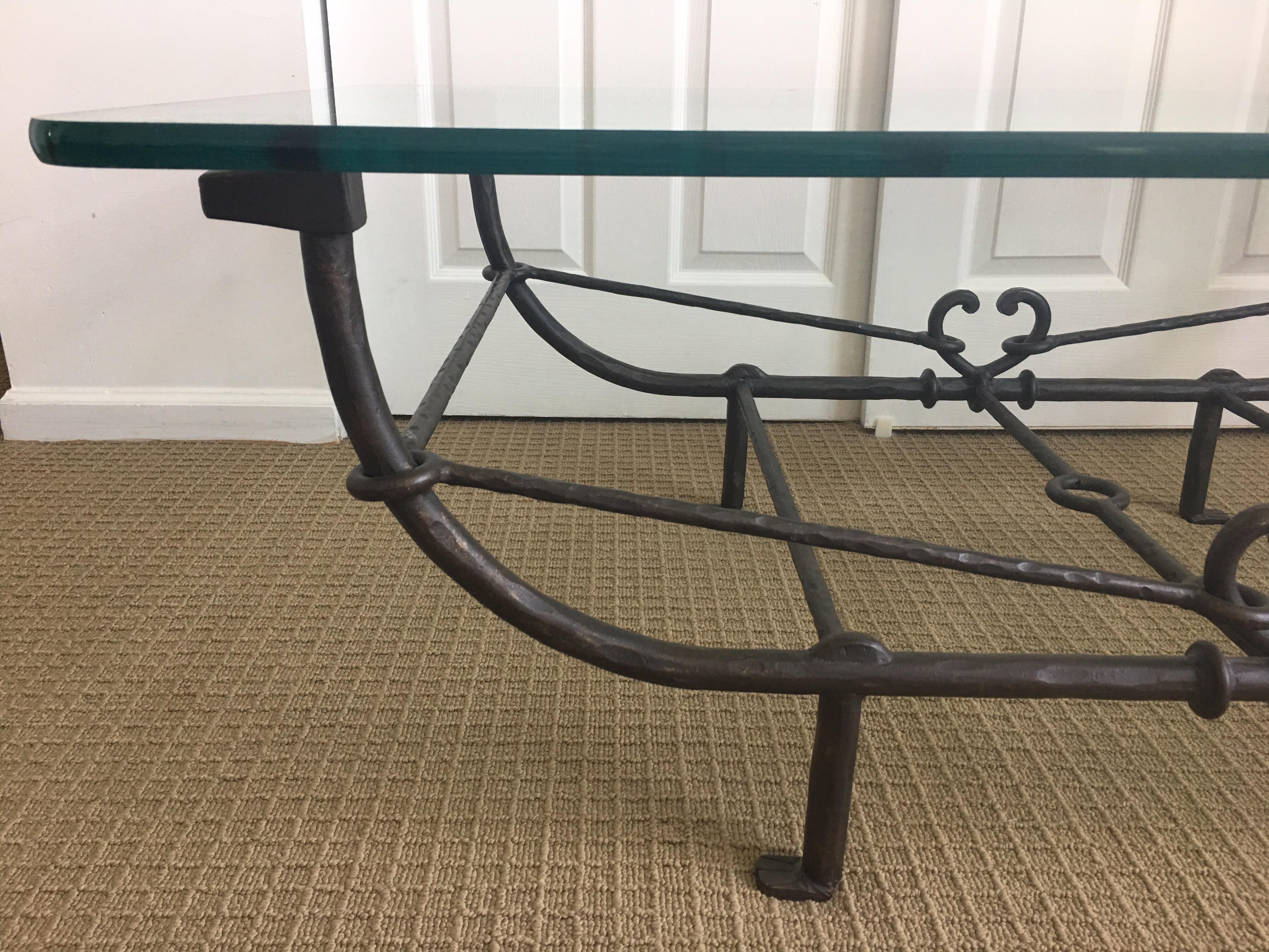 Giacometti Style Iron and Glass Coffee Table, Sculptural Animal Head and Leg 6