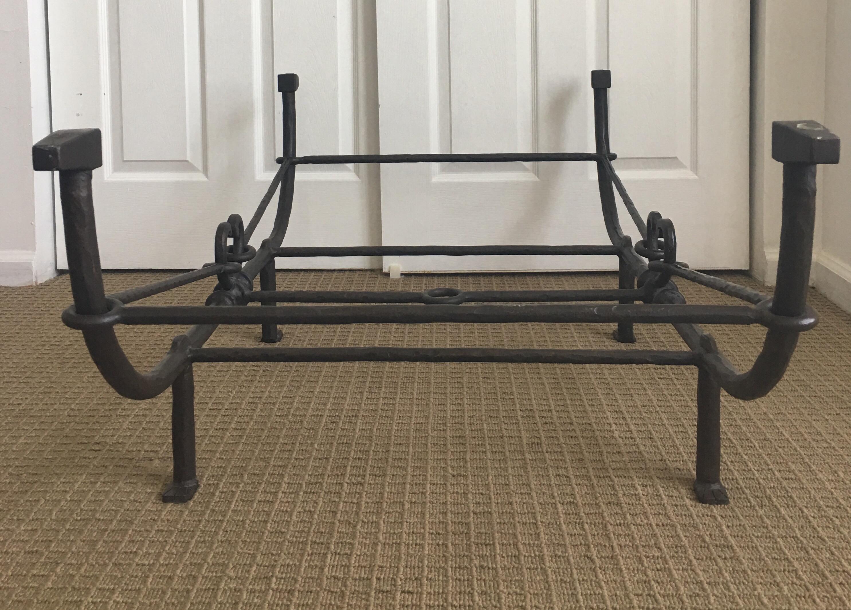 Giacometti Style Iron and Glass Coffee Table, Sculptural Animal Head and Leg 7