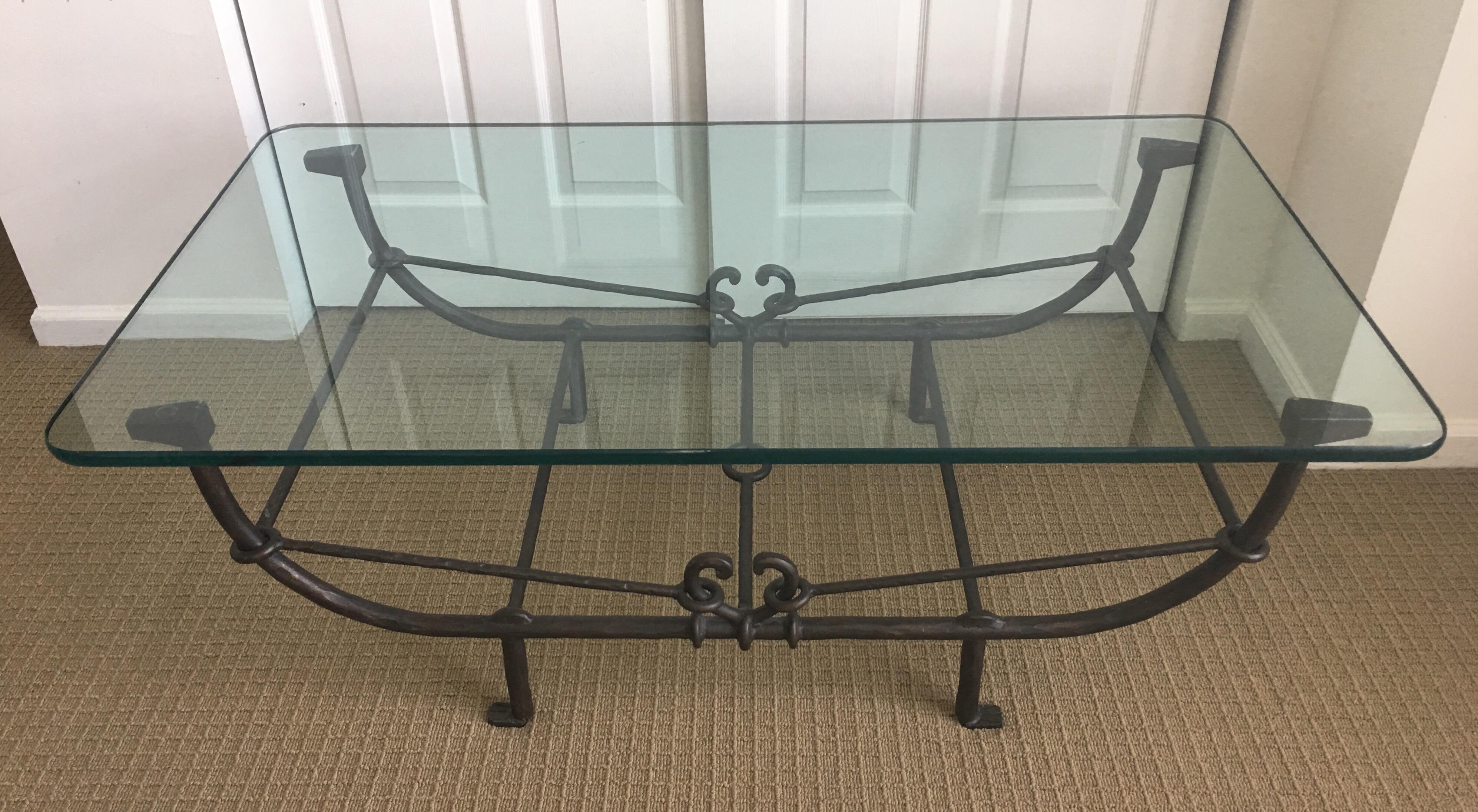 Giacometti Style Iron and Glass Coffee Table, Sculptural Animal Head and Leg In Good Condition In Lambertville, NJ